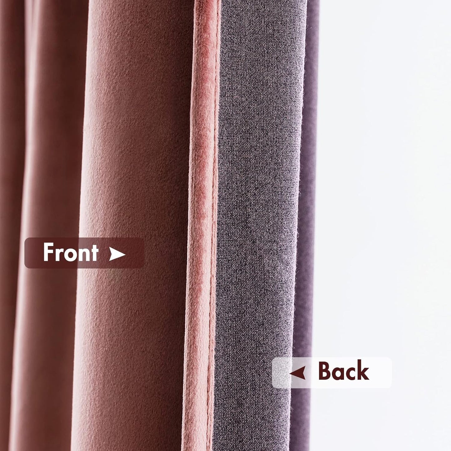 MIULEE Dusty Rose Pink Velvet Curtains 108 Inches Long Thermal Insulated Blackout Curtain Drapes for Bedroom Living Room Darkening Rod Pocket Set of 2