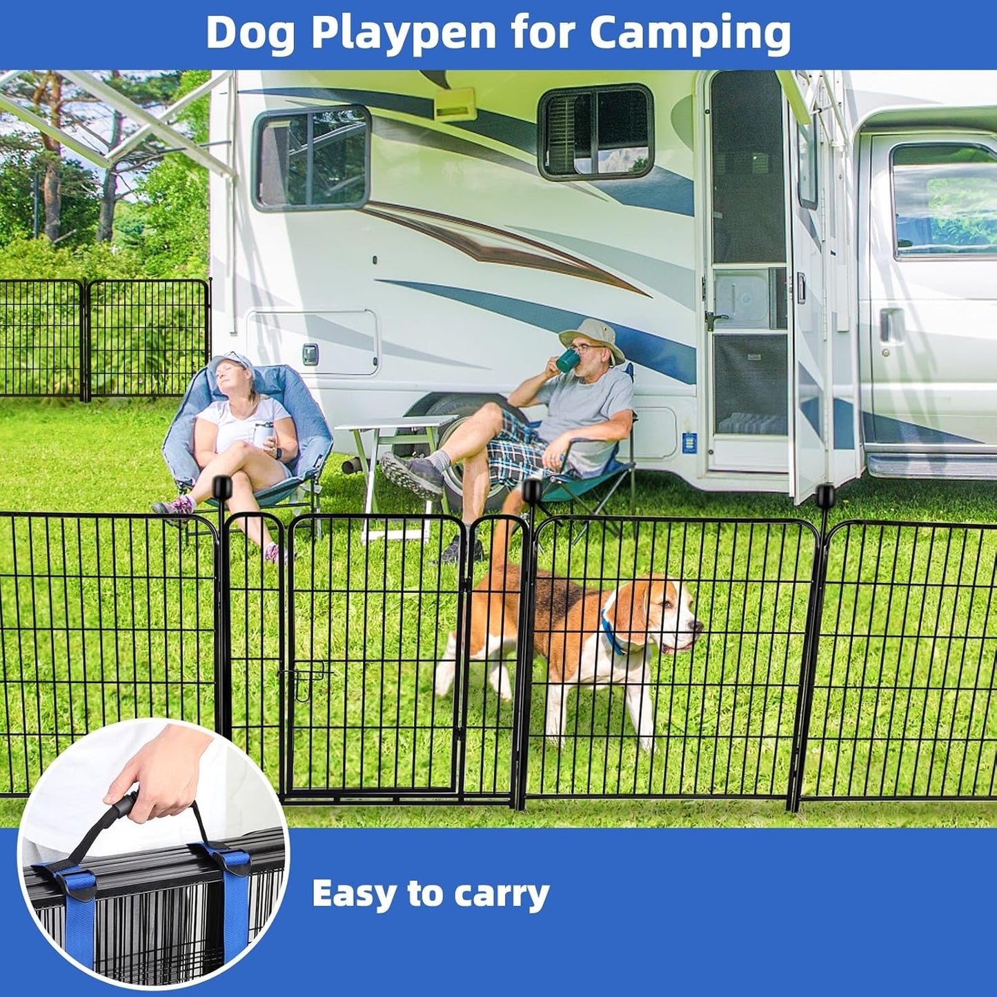 ADAVIN Garden Fence with Gate 32in(H) x 31 ft(L),14 Panels Black Heavy Duty Iron Metal Animal Barrier Fence, Indoor&Outdoor Dog Playpen, Camping Fence, No Dig Garden Border Fencing for Yard