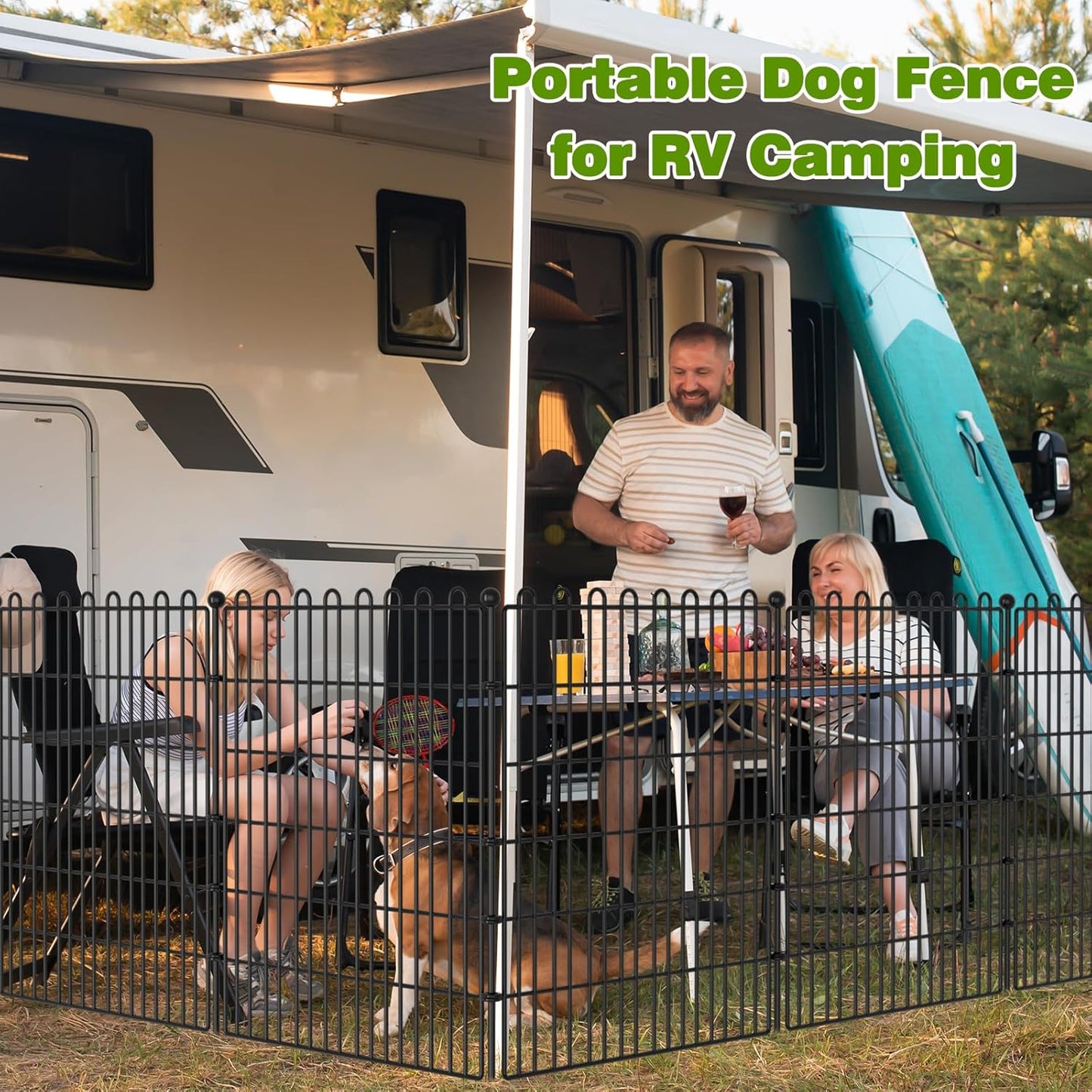 8 Panels No Dig Decorative Garden Fence for Yard, 48 in(H) X 21 ft(L) Animal Barrier Fencing for Outdoor Dog, Metal Portable Garden Fences for Borders, Pets, Landscape, Temporary Fence