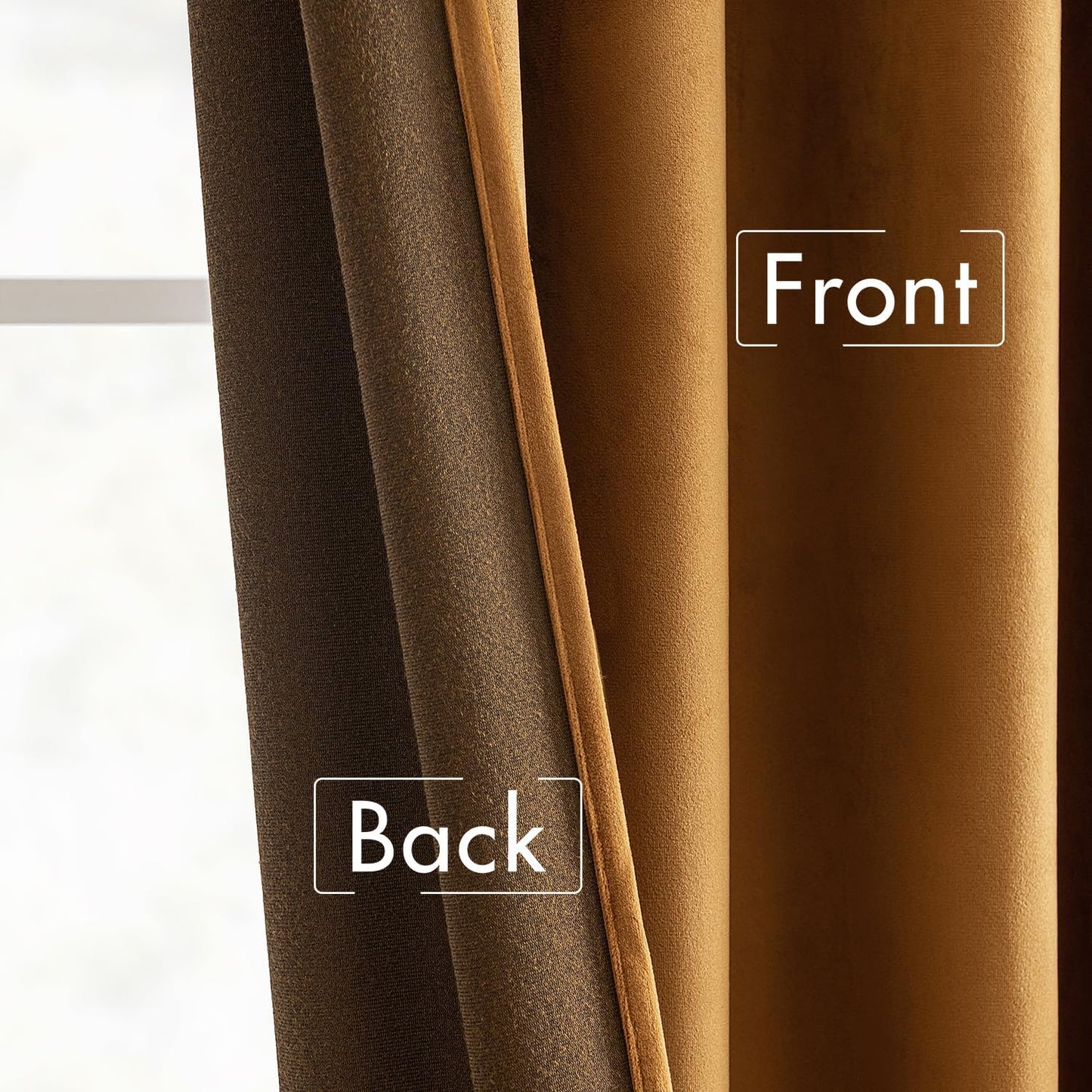 MIULEE Gold Brown Velvet Curtains 84 inches Long 2 Panels - Luxury Pinch Pleated Room Darkening Blackout Window Drapes for Bedroom Living Room Thermal Insulated Super Soft, Back Tab Rod Pocket