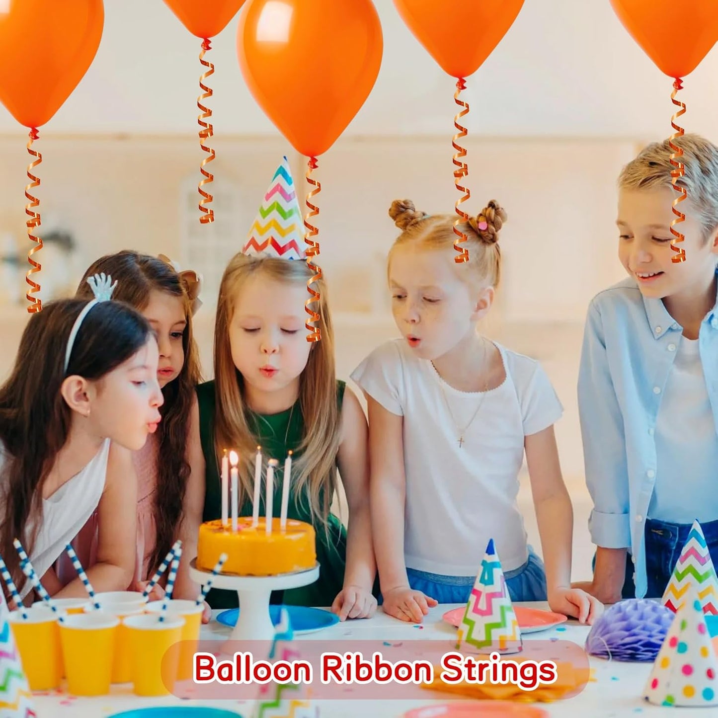 BEISHIDA 500 Yards Orange Ribbon Crimped Curling, Balloon String Shiny Metallic Roll for Gift Wrapping Ribbon Birthday Halloween Fall Harvest Retirement Party Decorations