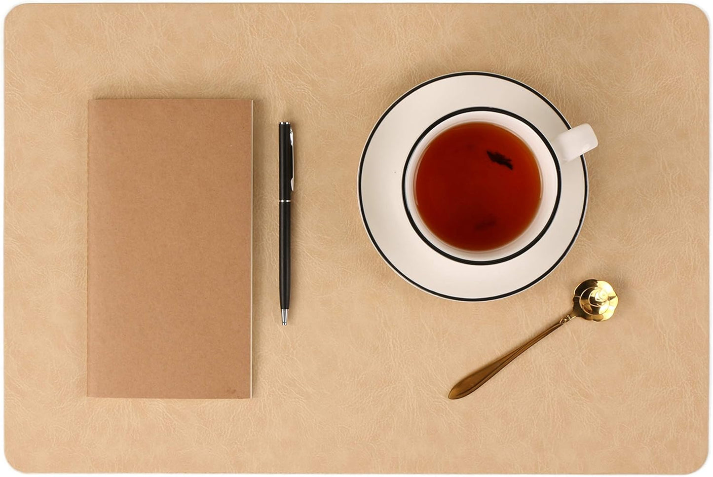 Faux Leather Placemats, Set of 6 PU Table Mats, Easy to Clean, Heat & Stain Resistant for Office Conference Table,Dining Home Decor