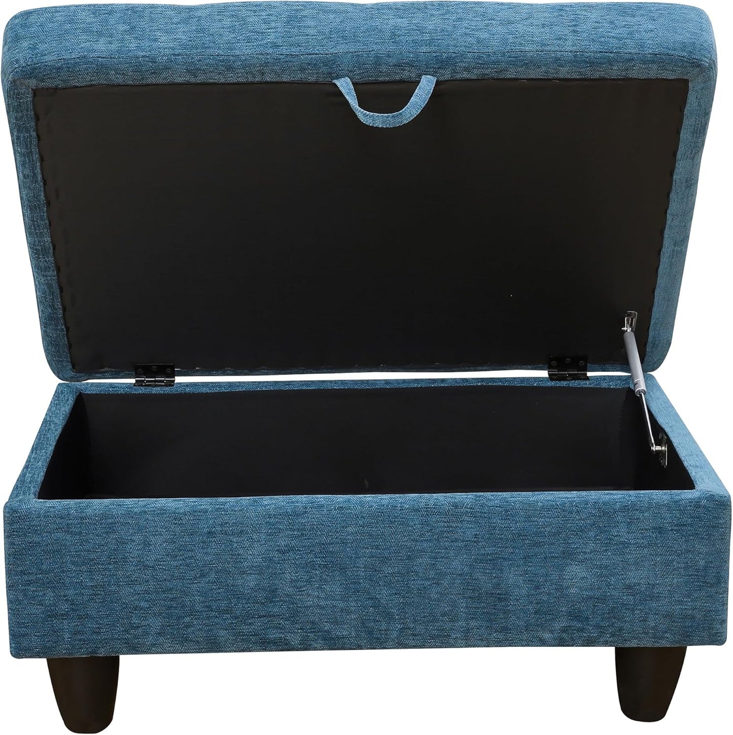 Ottoman Rectangular Storage Ottoman Bench, Flannel Footrest Stool Footstool with Lid for Living Room, Bedroom, Entryway, Blue, 34"x22.8"x17.5"