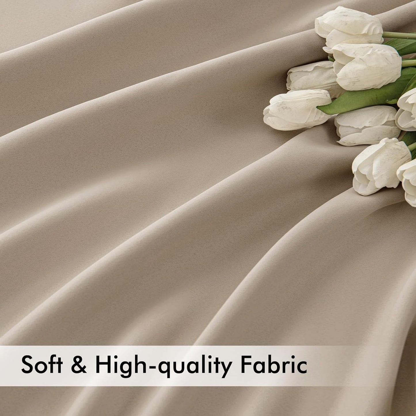 MIULEE Taupe Back Tab Blackout Curtains 108 Inch Long 2 Panels Set for Bedroom, Rod Pocket/Pinch Pleat Extra Long Thermal Insulated Living Room Darkening Pleated Light Blocking Drapes