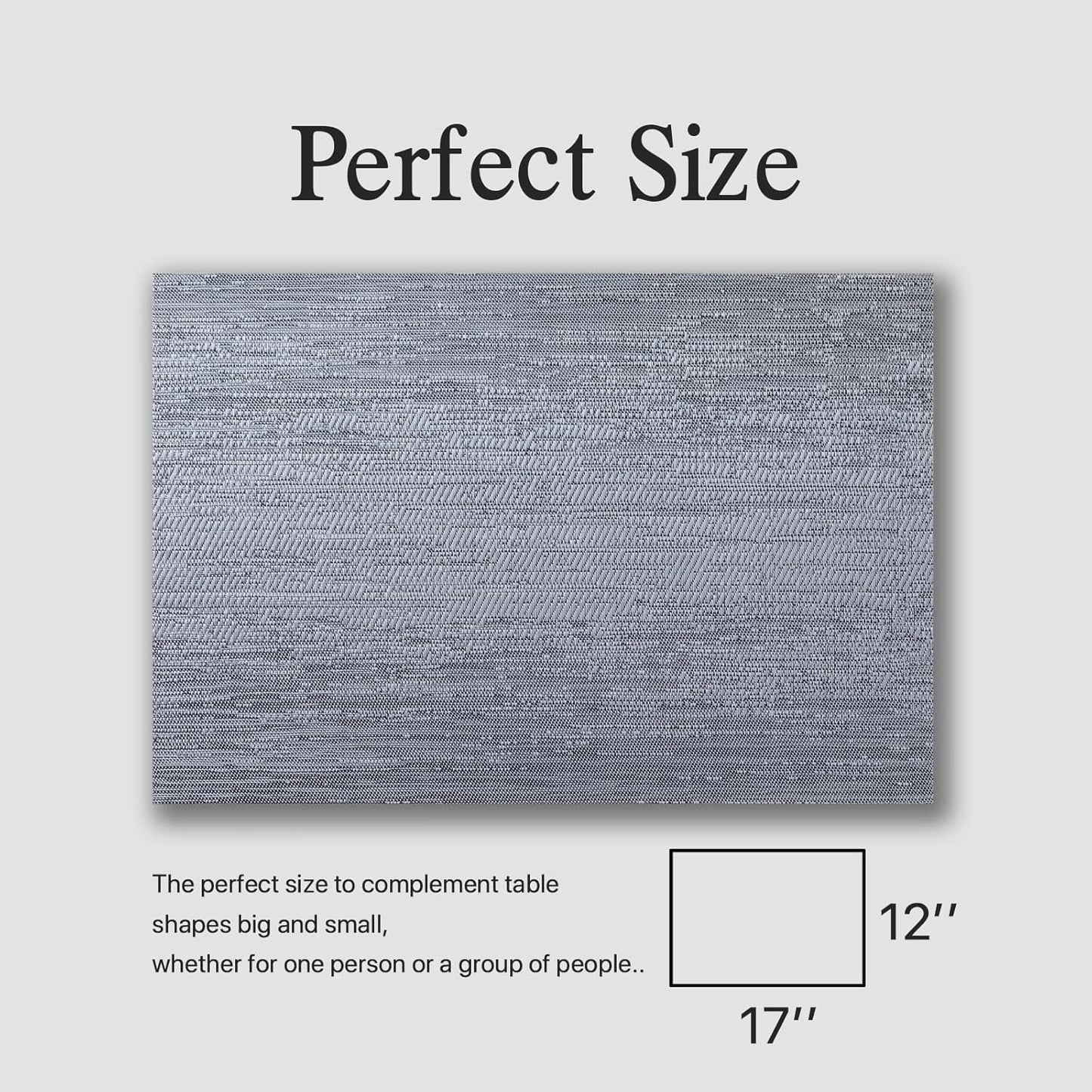 Placemats Set of 4 - Easy Clean Woven Vinyl Placemat for Dining Table, Indoor/Outdoor Place Mats, Washable PVC Table Mats(Gray)