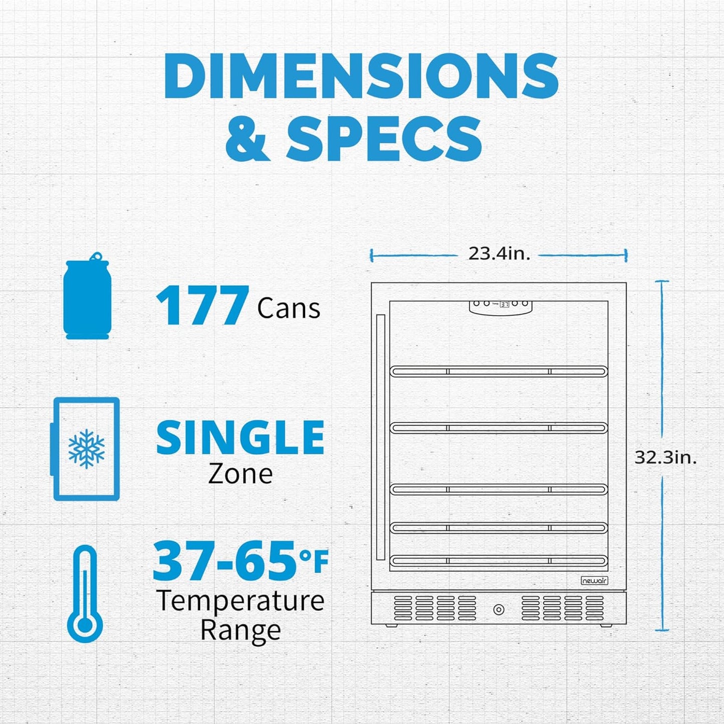 Newair 24" Beverage Refrigerator 177 Can Capacity, Black Stainless Steel Mini Fridge with Built-in Cooler and Glass Door, Cool your Soda, Beer, and Beverages to 37F