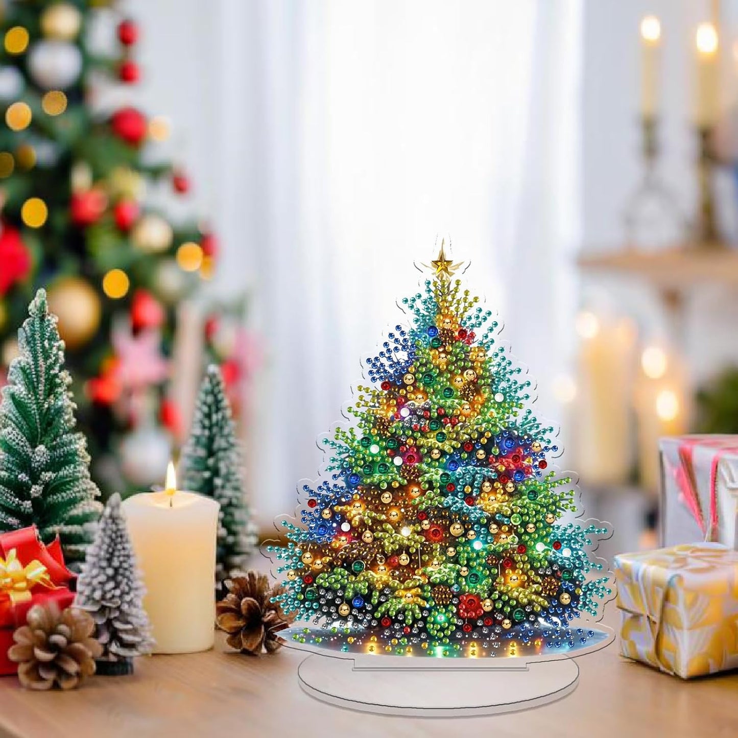 Diamond Art Kit for Adult Christmas, 5D Diamond Art Painting, Double Sided Decorative Special-Shaped Rhinestone Desktop Ornaments, DIY Acrylic Ornaments (Christmas Tree)