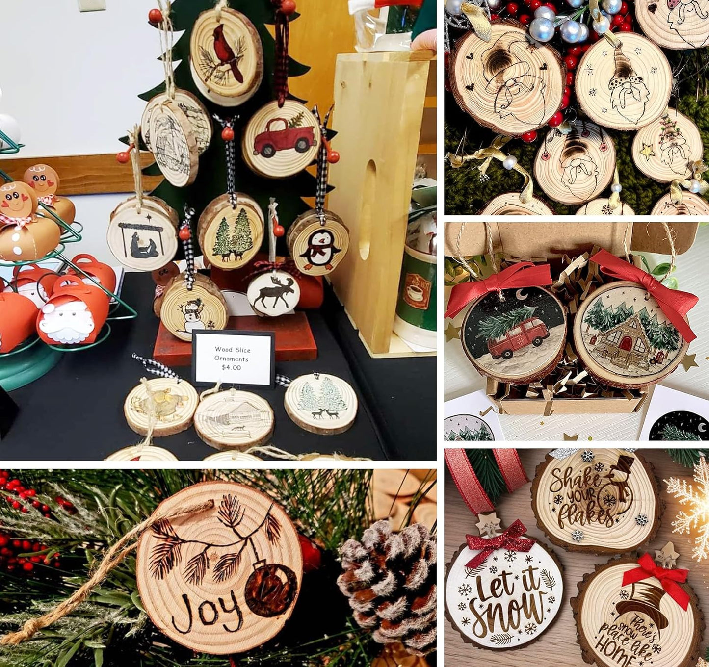 20 Pcs Wooden Discs for Crafts, 3.5''-4'' Wood Circles for Crafts, Wood Slices for Painting DIY Christmas Ornaments Party Wall Home Wedding Decor