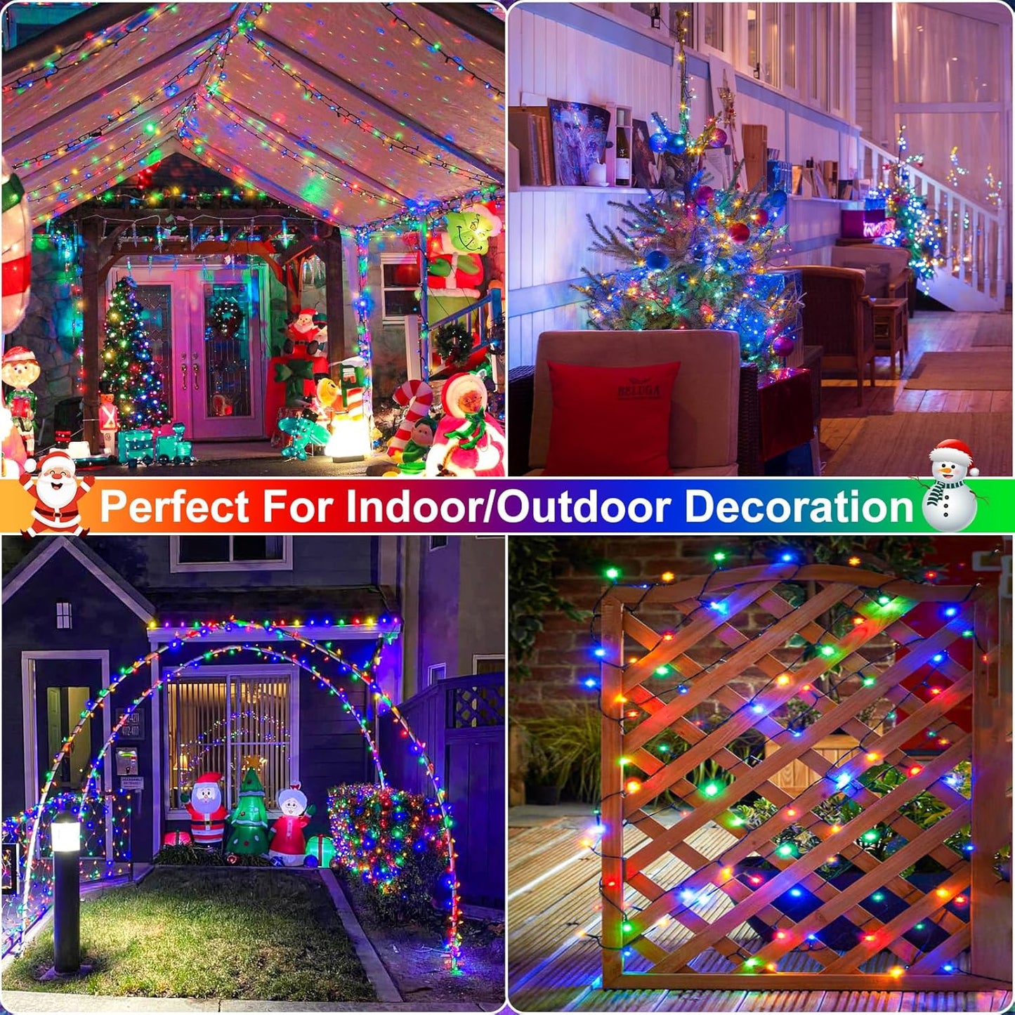 800 LED Christmas Tree Lights, 262FT String Lights for Outdoor Indoor, Waterproof 8 Modes Plug in Christmas Decorations Green Wire for House Patio Party Holiday Decorations, Multicolor