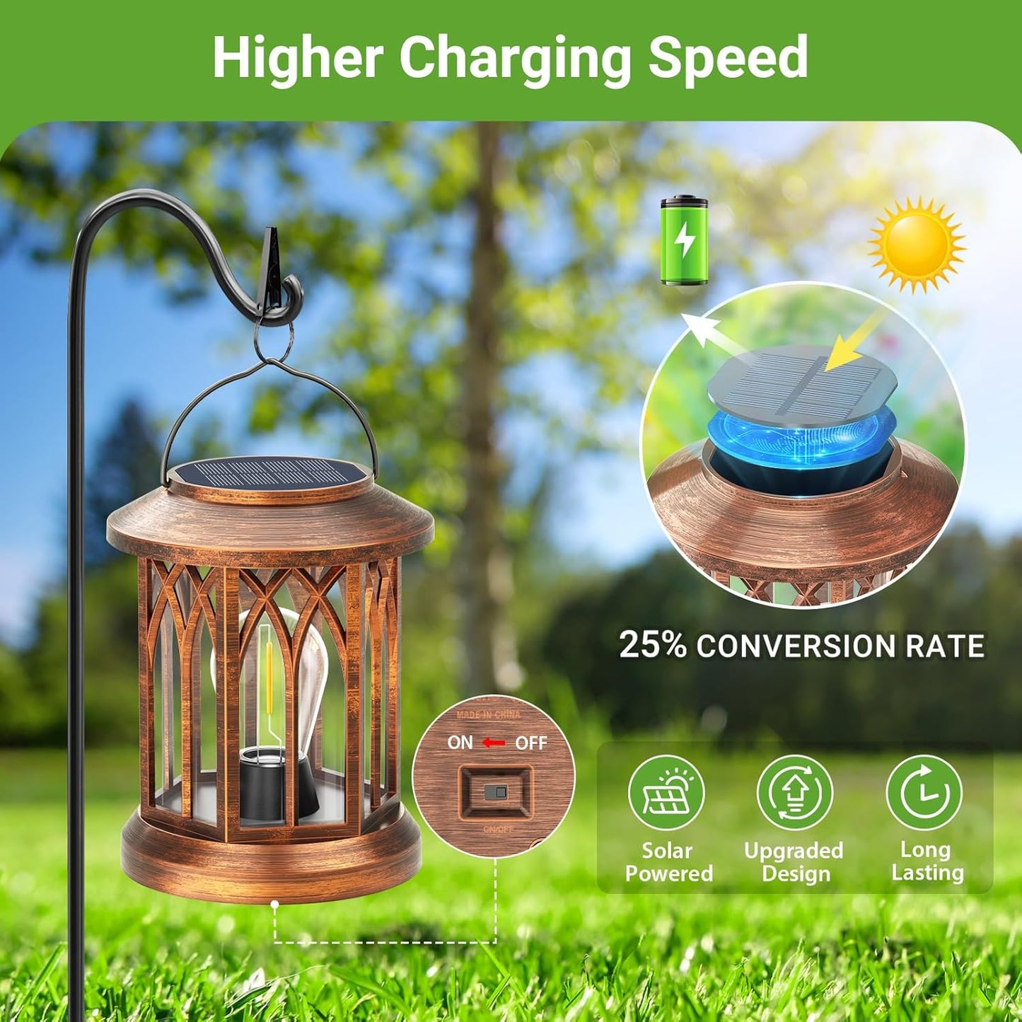 WdtPro Solar Lanterns Outdoor Hanging 4 Pack, Upgraded Bright Solar Lantern Lights Outdoor Waterproof, Solar Powered Lantern Over 12Hrs for Outside Garden Yard Patio Decor (Copper)