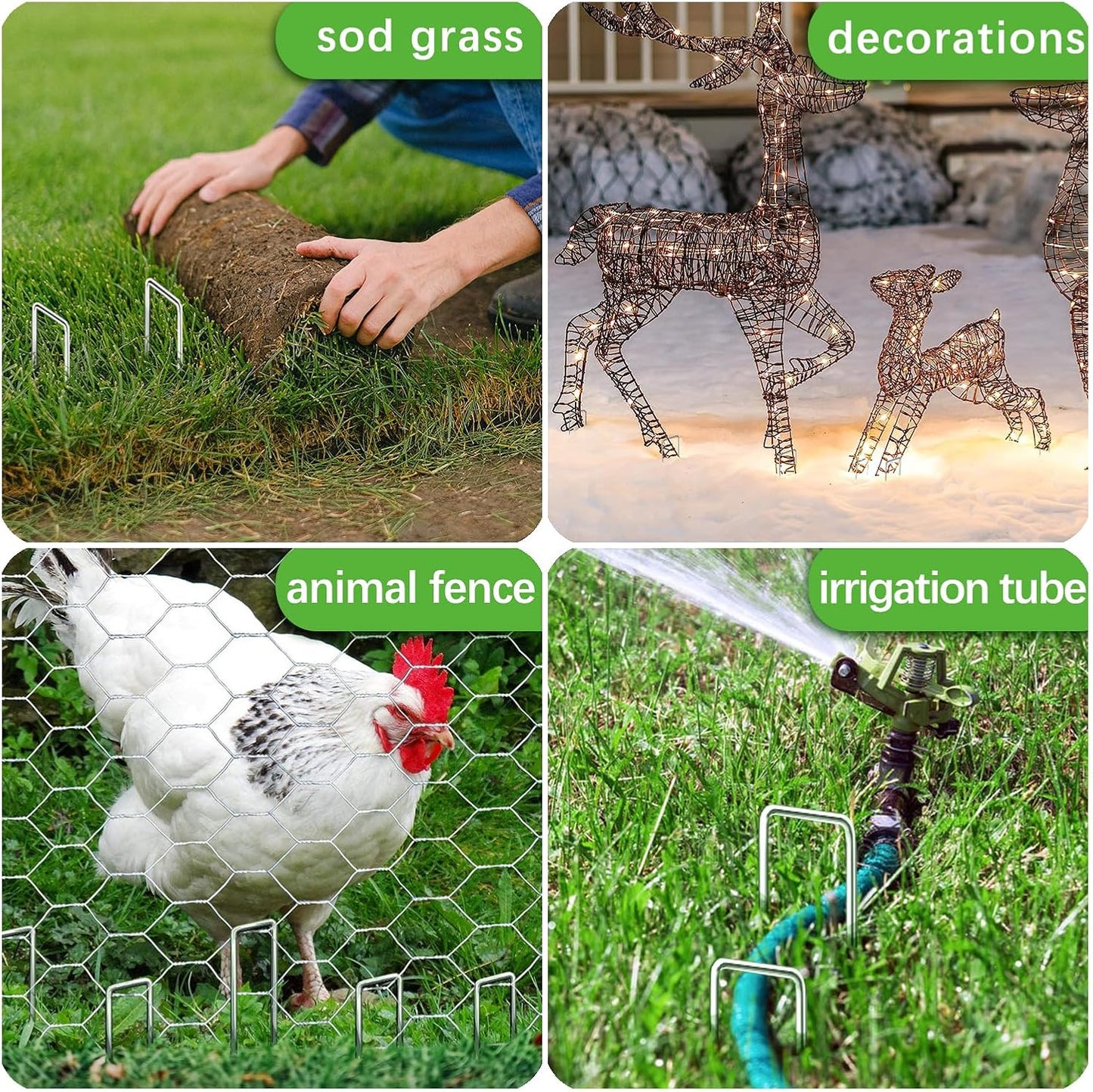 50 Pack Landscape Staples 4 Inch 12 Gauge Garden Stakes Galvanized Garden Staples Pins Anti-Rust Ground Stakes for Weed Barrier, Irrigation Tubing, Yard Lawn, Landscape Fabric