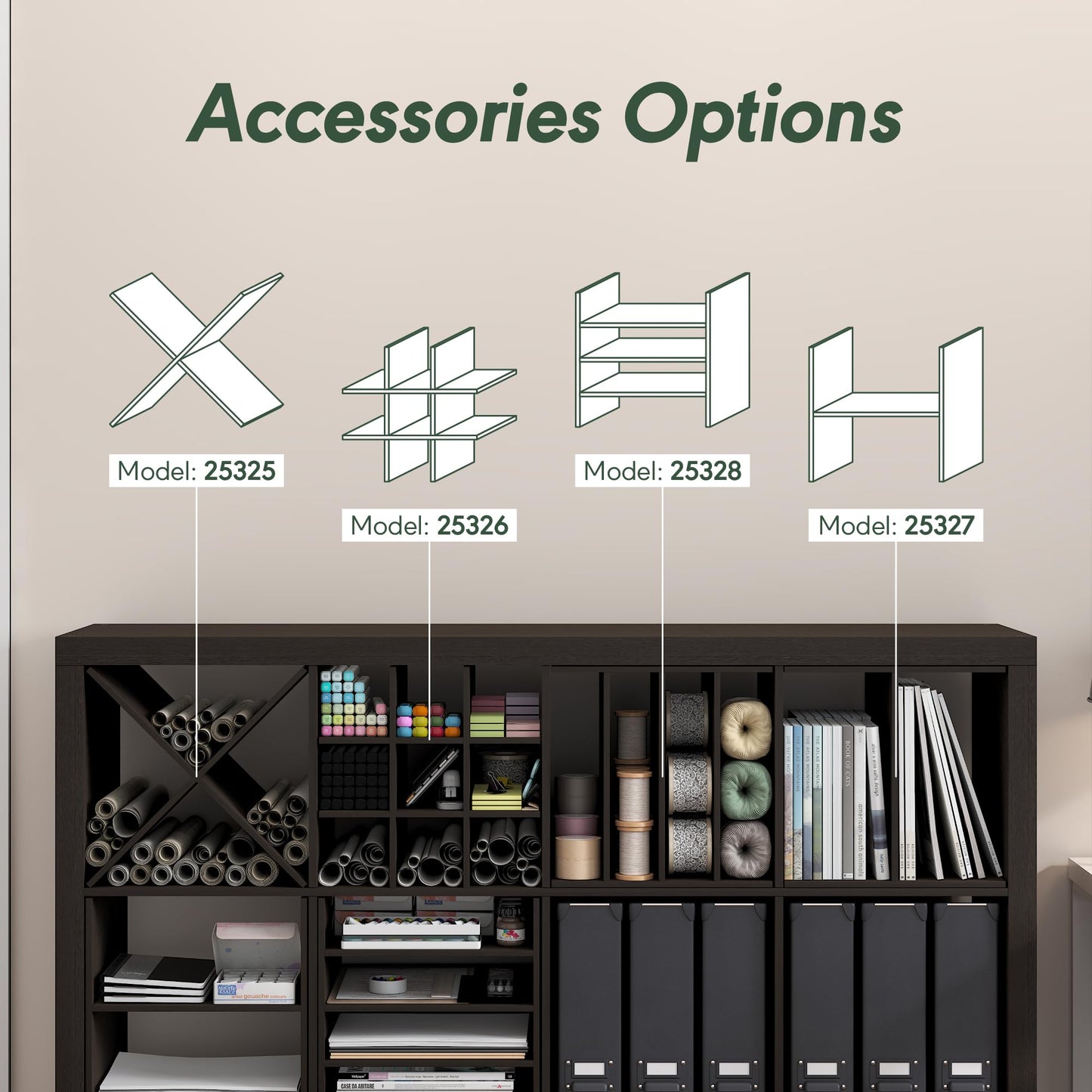Furinno Cubicle X-Shelf Cube Insert, 3-Shelf Cube Organizer, Dark Oak