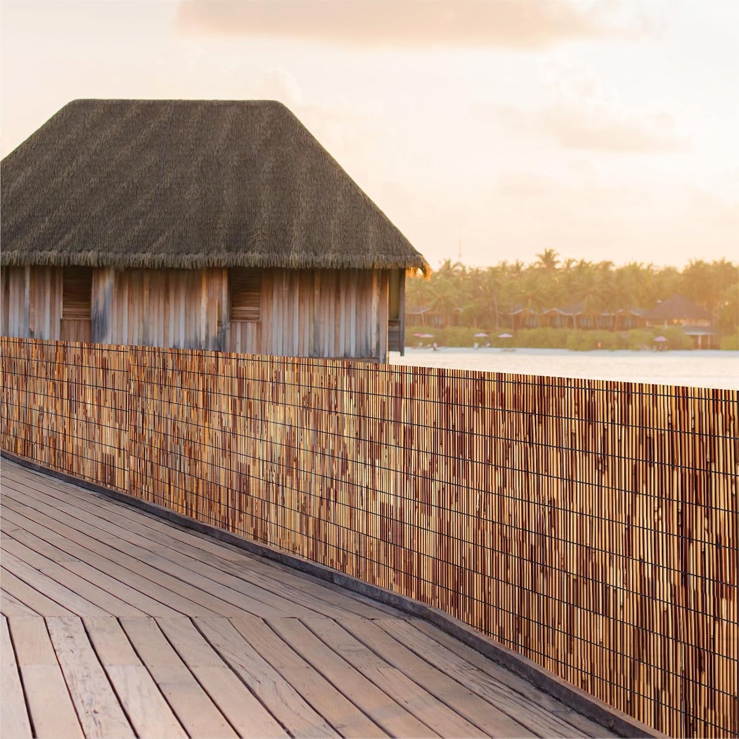 Natural Reed Fencing Rolls,6.5FT X 9.8FT Reed Screen Curtain Fence Covering Privacy Bamboo for Outdoor Backyard Patio(Brown)