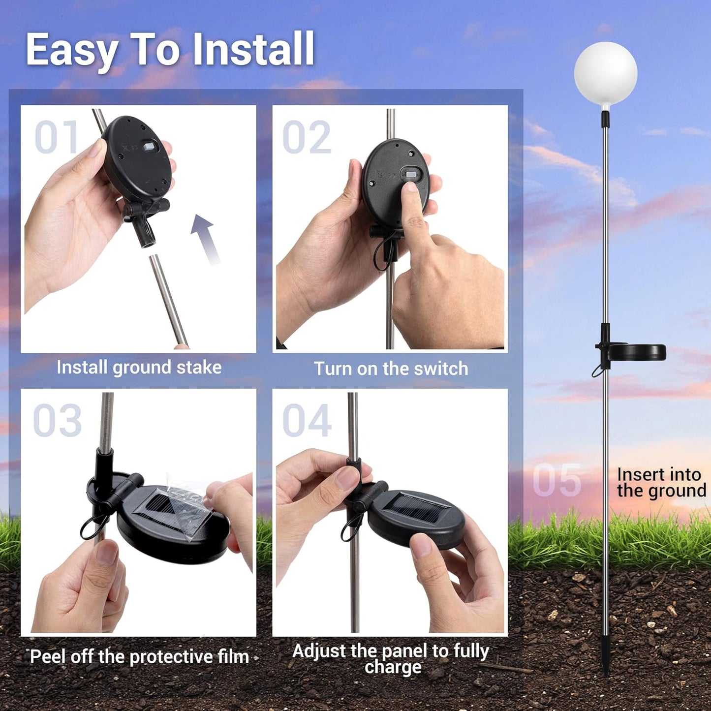 SOLPEX Solar Garden Lights 3 Pack, Solar Globe Lights Outdoor Waterproof, Multi-Color Changing Garden Spheres Outdoor Waterproof, Ball LED for Garden Decorations