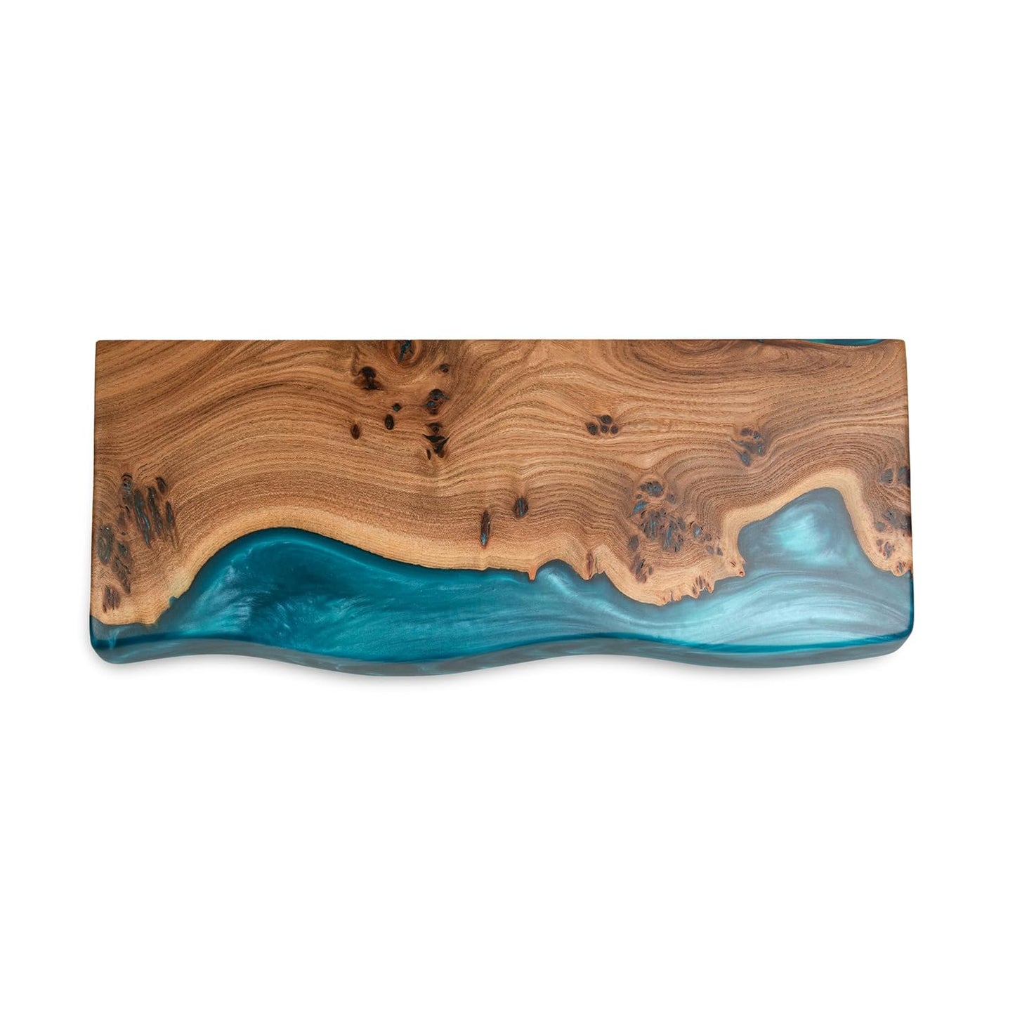 RWA Unique Live Edge Floating Shelf for Wall - Stylish Hanging Shelves for Room Wall Bedroom Bathroom Office Decor, Epoxy and Wood Wall Shelf Plank - Elegant Wall Mounted Shelves (sky blue, 16x6")