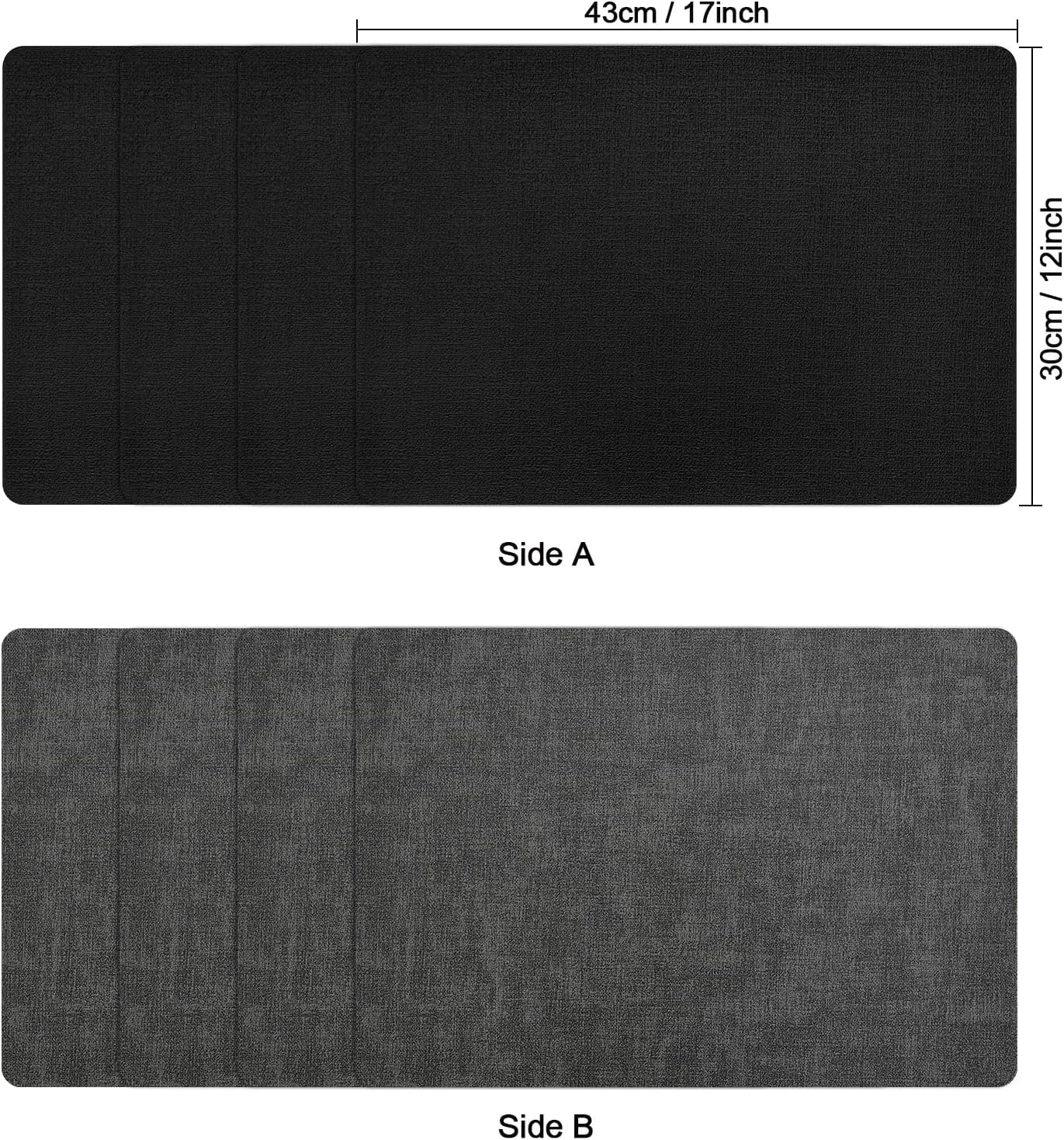 Myir JUN Placemats Dual Sided, Faux Leather Place Mats Set of 6 Indoor Placemats for Dining Table Outdoor Placemats Manteles Individuales Square Non-Slip Washable Table Mats (Gray Black, Set of 6)