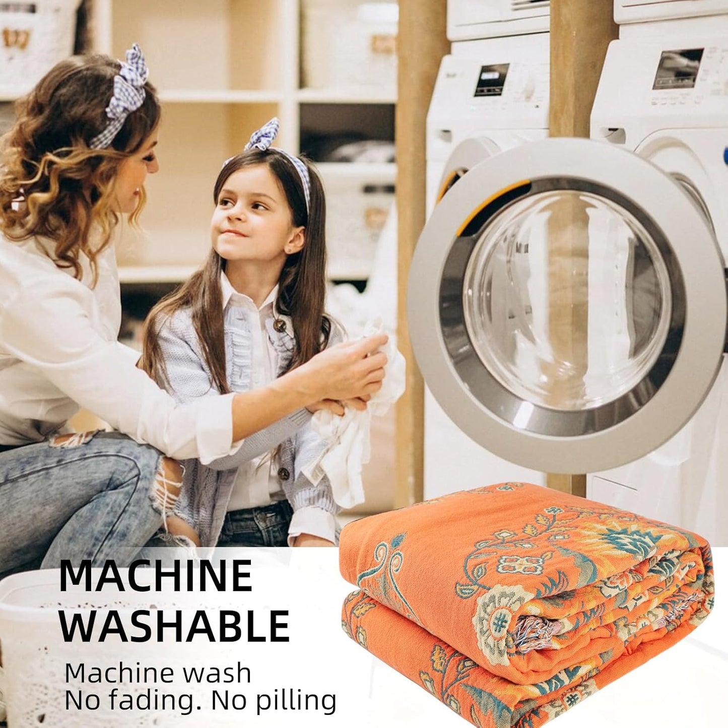 Boho Throw Blanket for Bed - 100% Pure Cotton Ultra Soft Rustic Quilt - Farmhouse Decor Bed Blankets, All Season Rustic Throw for Sofa Couch Chair(80''x 90'', Boho)