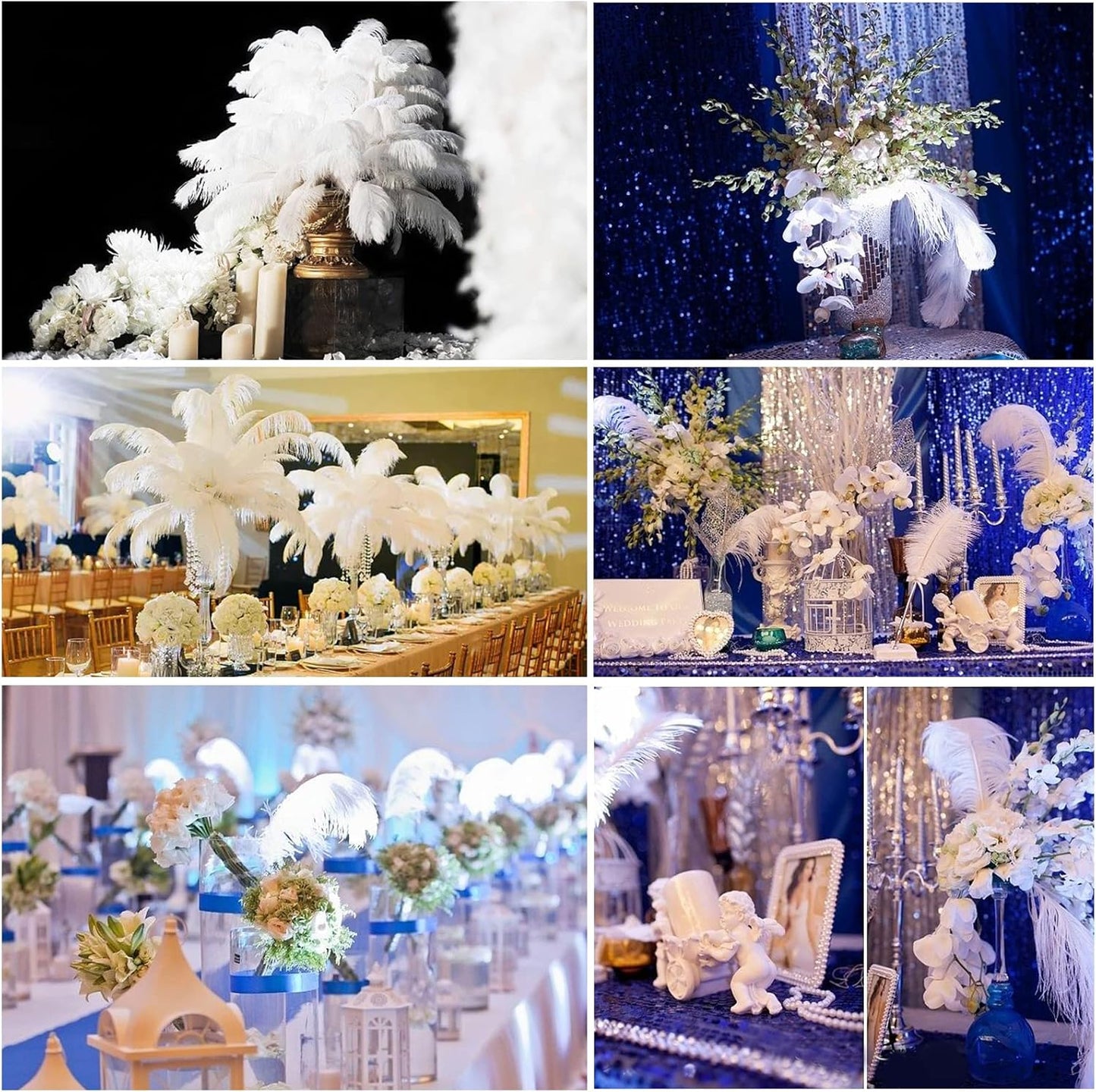 THARAHT Blue Ostrich Feathers 12pcs Large Natural Bulk 16-18Inch 40cm-45cm for Wedding Party Centerpieces Halloween and Home Decoration Feathers