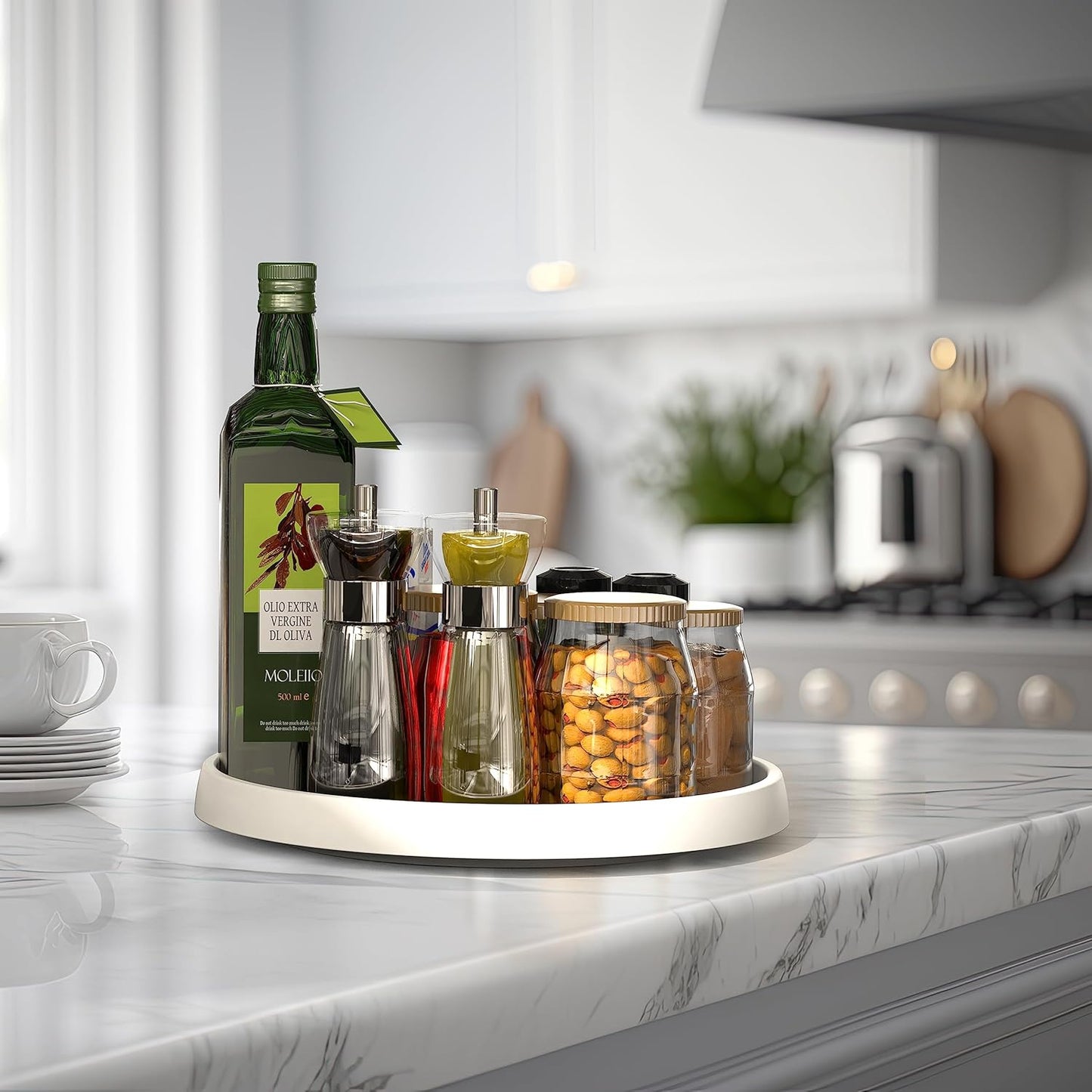 Simple Houseware 12-Inch Lazy Susan Spice Organizer Rotating Tray, 5-Pack