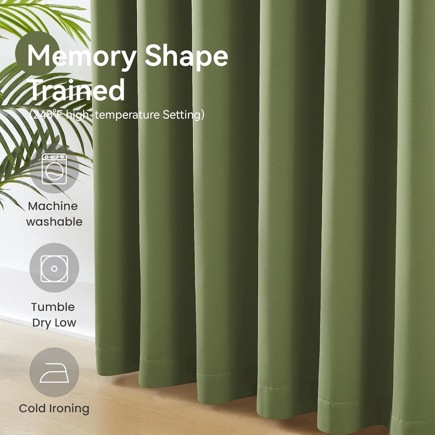 KangBang Sage Green Pinch Pleat Blackout Curtains 96 Inches Long for Living Room, Pinch Pleated Room Darkening Privacy Assured Draperies Memory Shape Panels for Bedroom Kitchen,2 Panels,40Wx96L