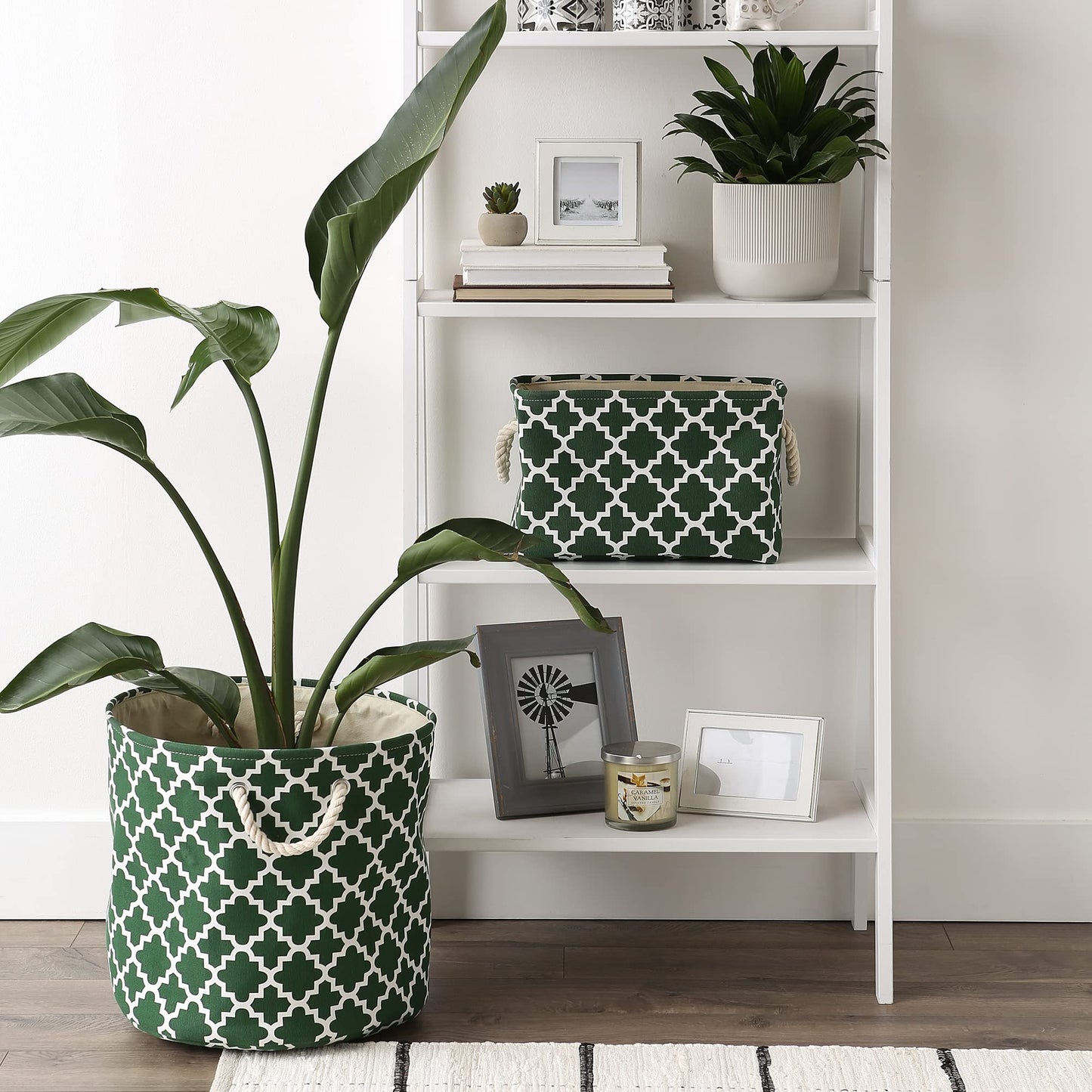 DII Polyester Container with Handles, Lattice Storage Bin, Small, Hunter Green