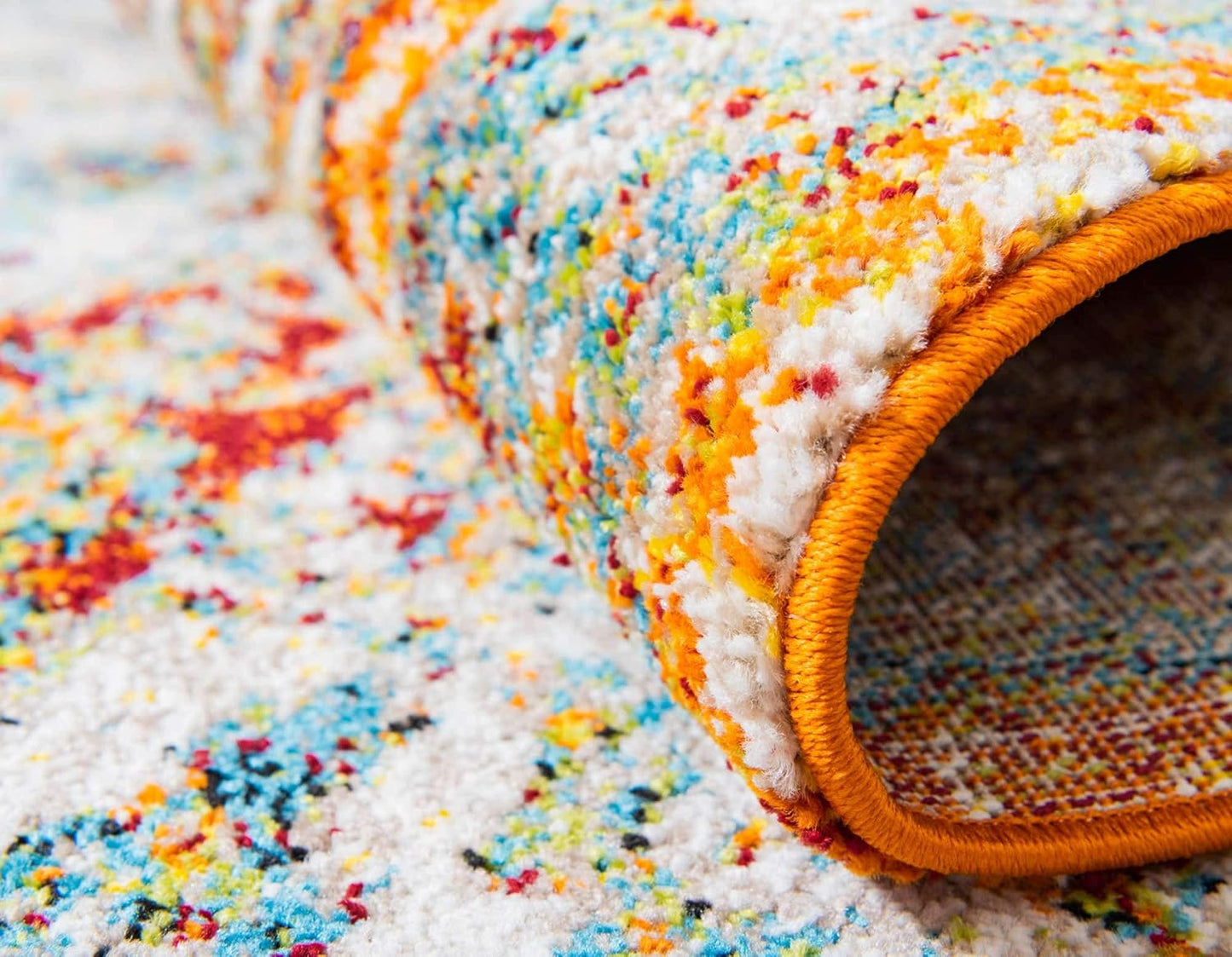 Unique Loom Rosso Collection Vintage, Traditional, Bohemian, Geometric, Distressed, Southwestern Area Rug, 8' 0" x 10' 0", Beige/Orange