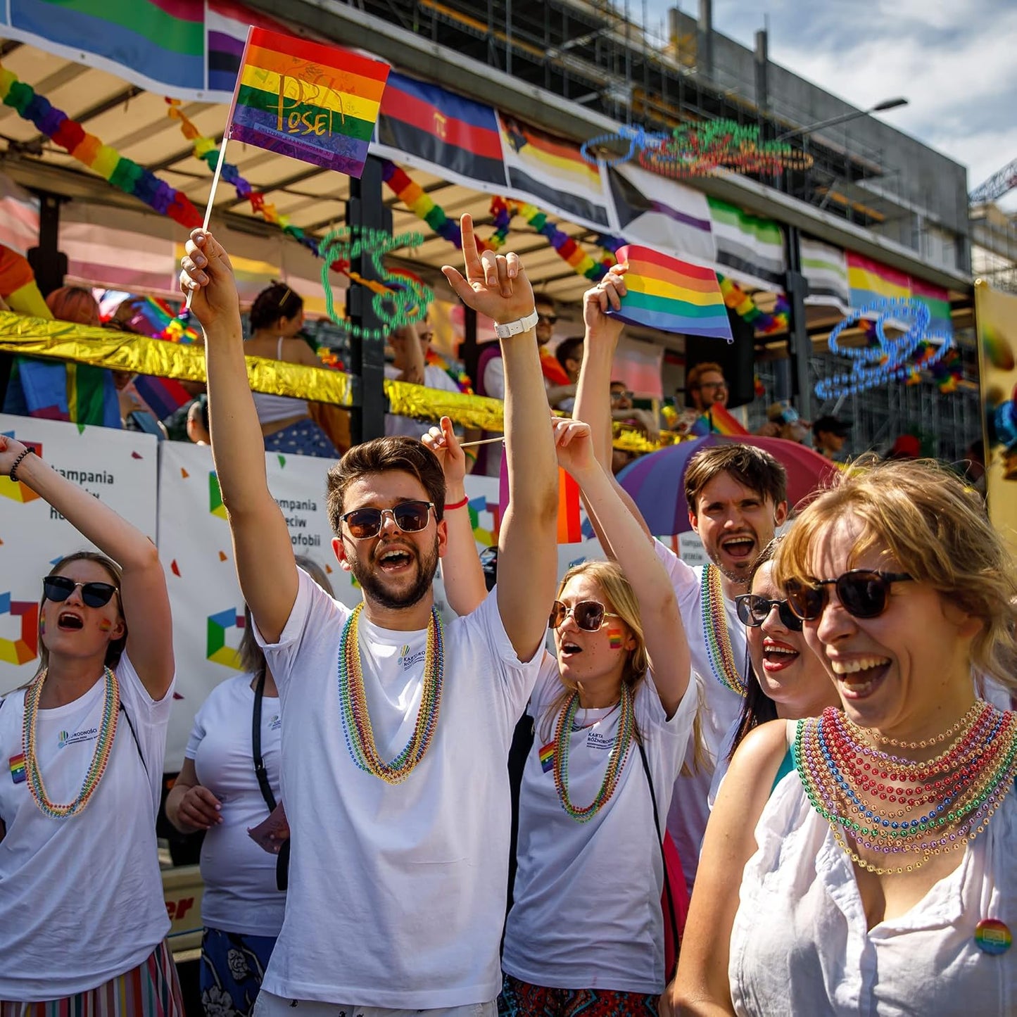 50PCS Pride Stuff, Gay Pride Beads Accessories, 6 Kinds of Metallic Rainbow Beads Necklace Bulk, LGBTQ Pride Necklace for Women Men, Costumes Decor for Pride Month Parade Throws Party Favors