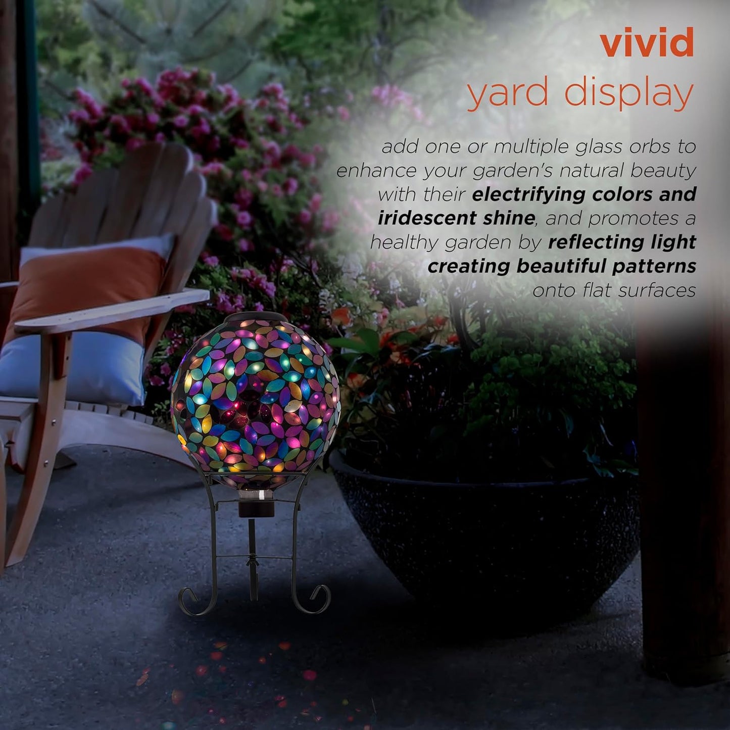 Alpine Corporation GRS122A-SLR Indoor/Outdoor Glass Solar Powered Mosaic Gazing Globe Yard Decoration, 10", Purple