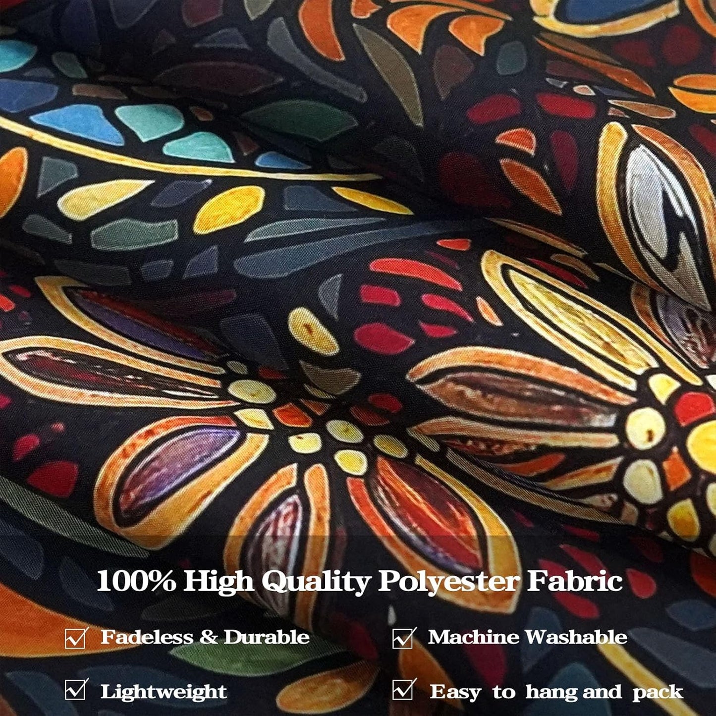 Fowocu Boho Floral Mandala Tapestry Wall Hanging Vintage Bohemian Flower Medallion Tapestry Aesthetic Orange Stained Glass Hippie Small Tapestries for Bedroom Living Room Dorm Decor 40 x 30 Inch