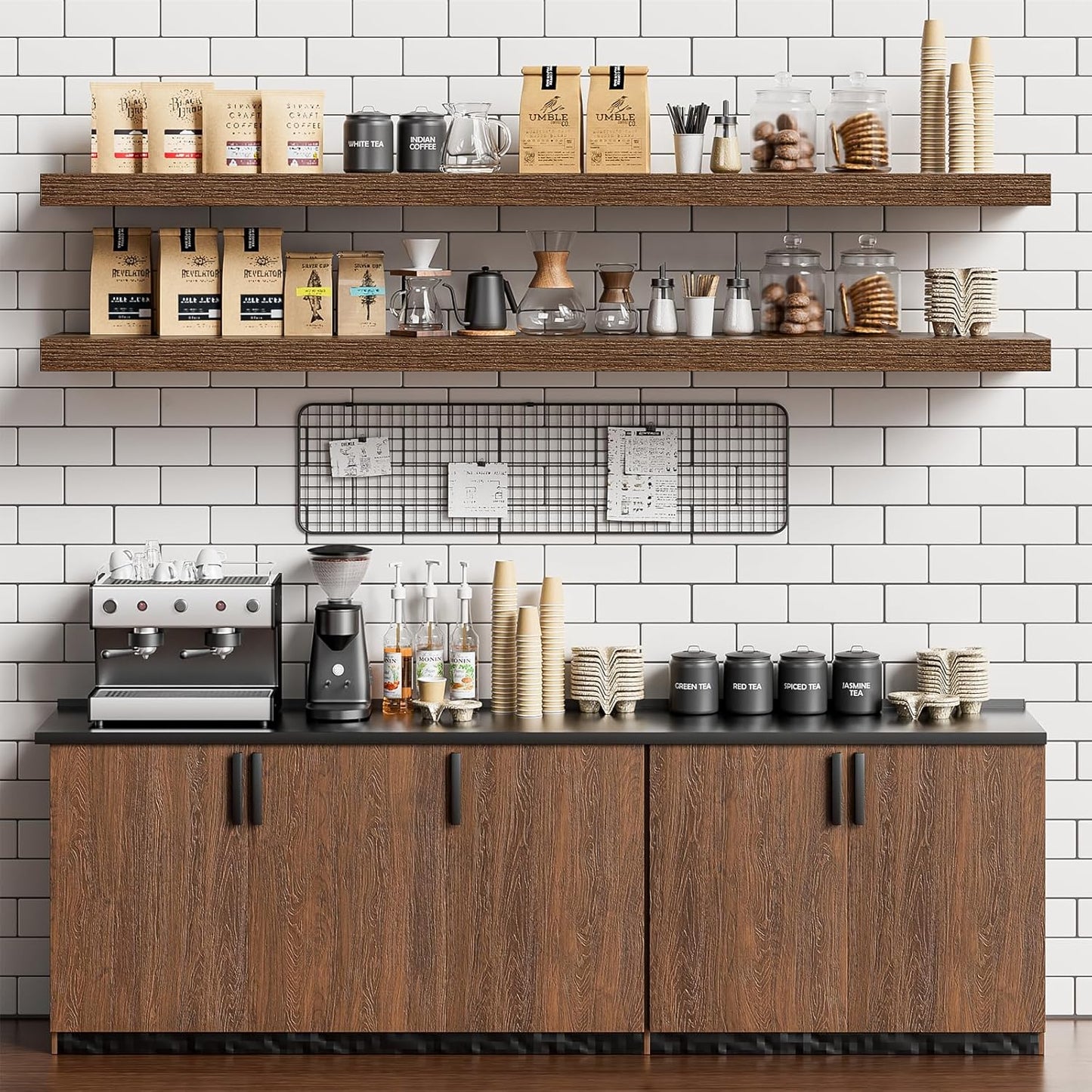 Heimlove 55 Inch Long Floating Shelves for Wall,9.3" Deep Walnut Floating Shelf Set of 2,Large Display Shelf & Storage Shelf,Wall Mounted Shelves for Bedroom Living Room Kitchen Office