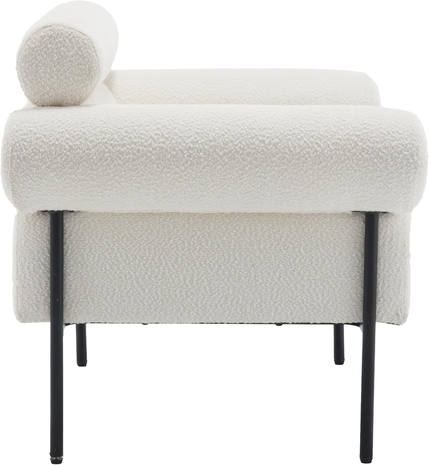Modern Accent Chairs Set of 2, Boucle Sofa Accent Chairs for Living Room, Oversized Upholstered Sherpa Mid-Century Office Reading Armchairs with Channel Tufted for Bedroom, White