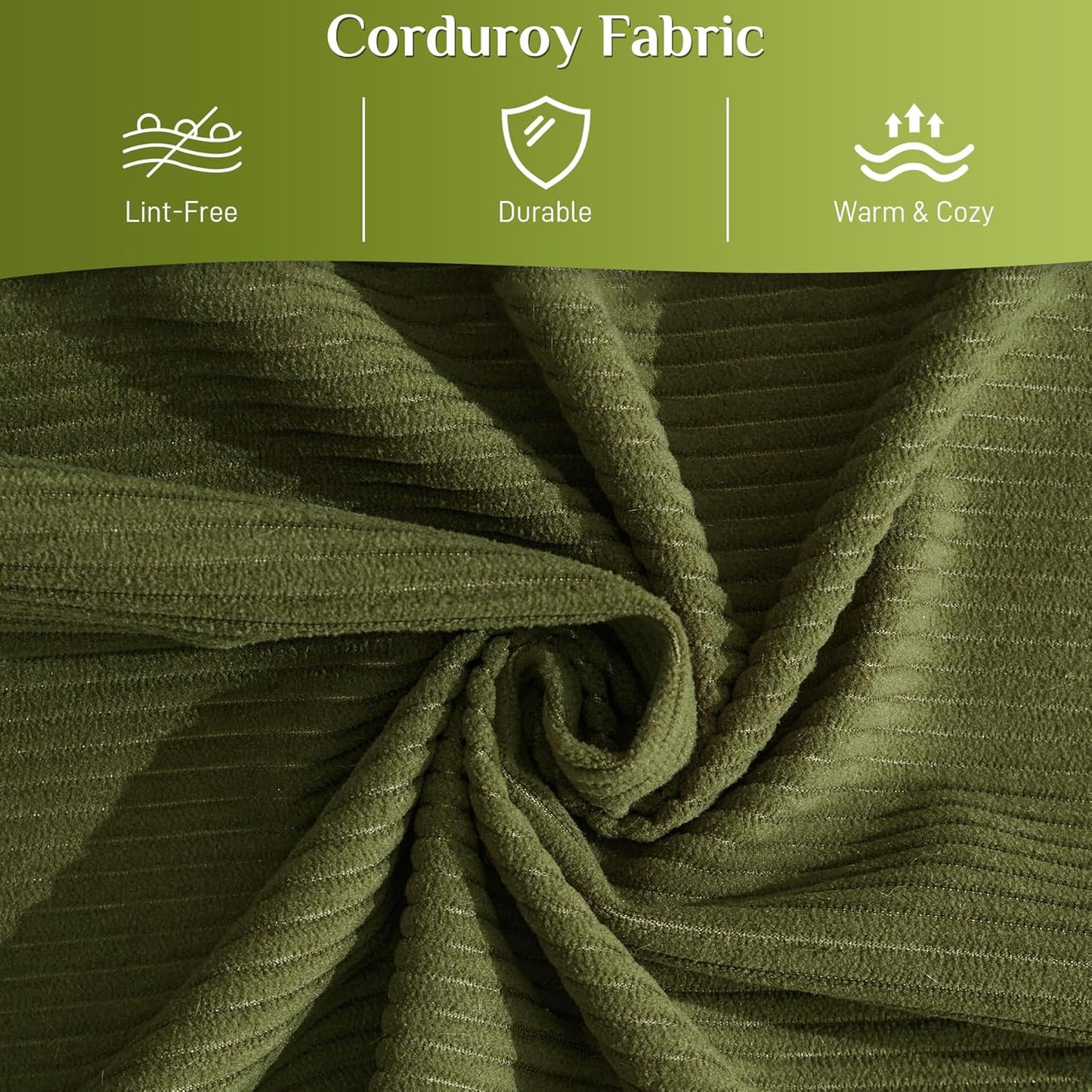 80.3" Convertible Sleeper Sofa Bed with Cylindrical Pillow, Corduroy Folding Mattress Couch with Fixed-Shape Frame, Modular Floor Sofa Lounge Couch for Living Room Bedroom Lounge, Green