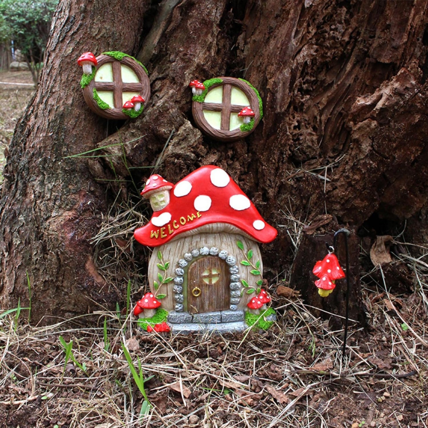Garden Fairy Decor for Outside Wall Tree Decoration Fairy Door and Window Accessories, Butterfly Mushroom Leaves Fairy House Kit, Fairy Garden Decor, Fairy Garden Decor, Fairy Garden Decorations