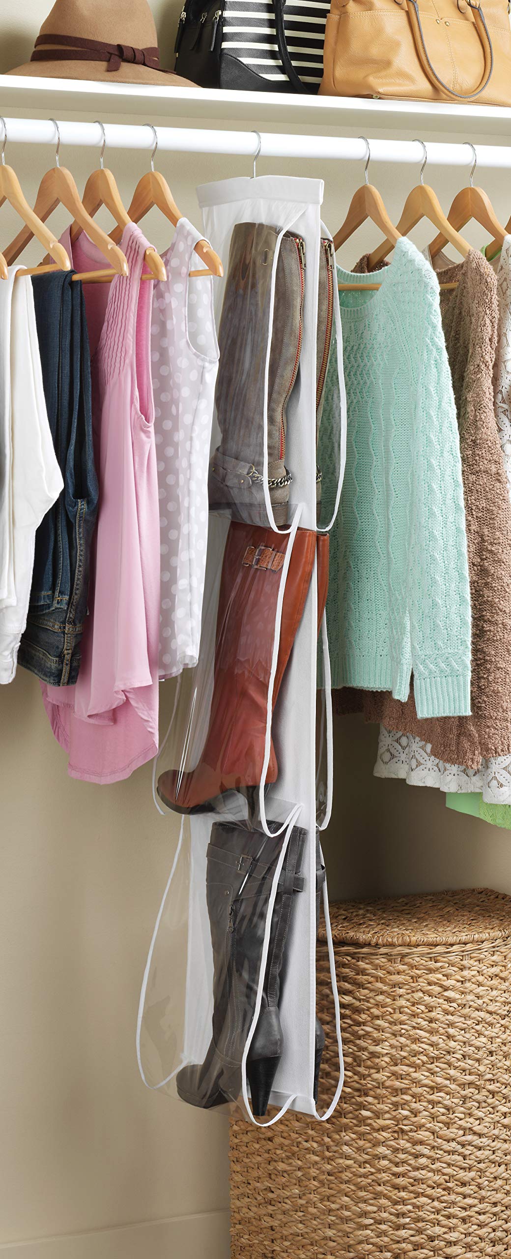 Whitmor Over The Door Shoe Shelves - 26 Sections - Crosshatch Gray & Hanging Boot File - Hanging