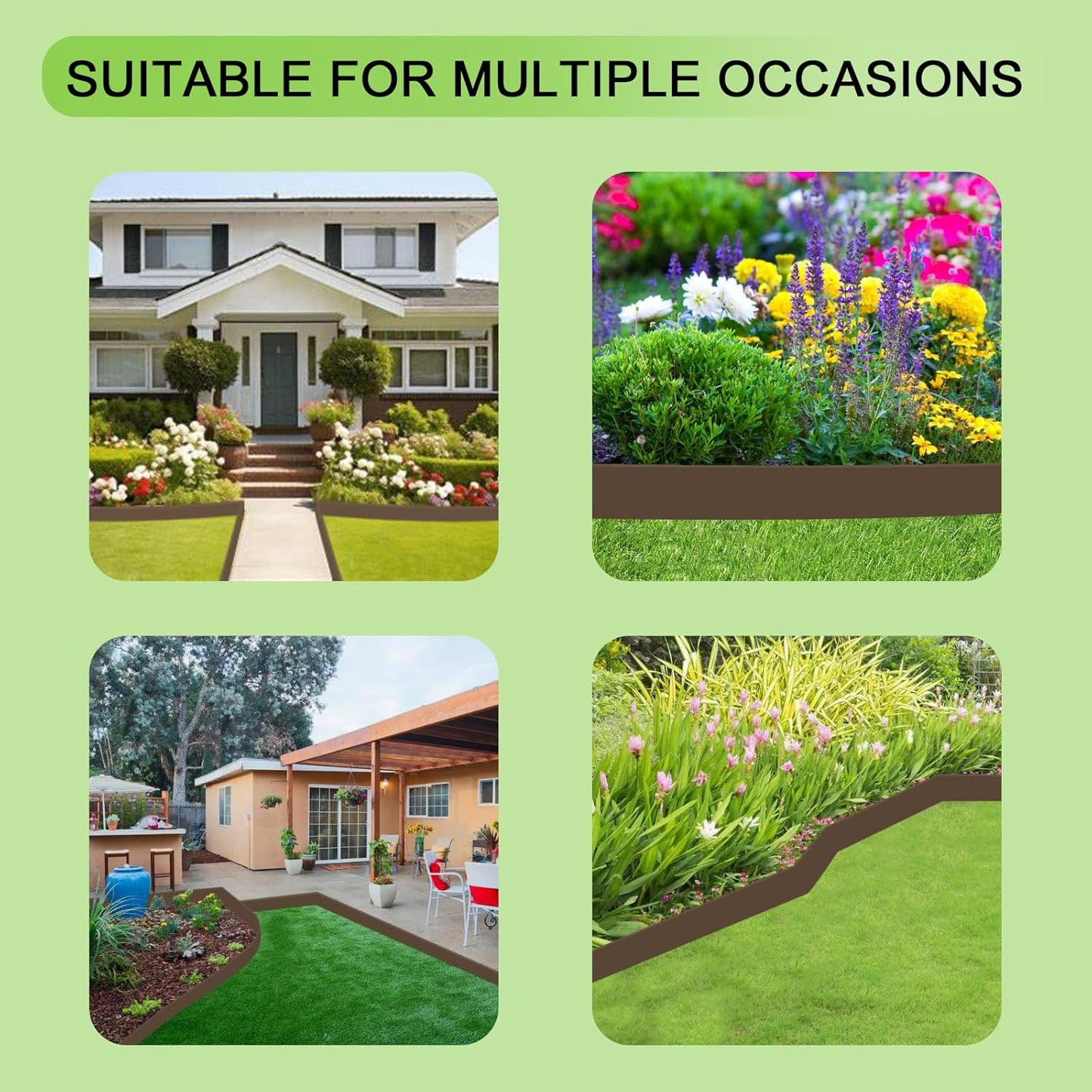 Landscape Edging Border 33 FT with 30 Spikes,No Dig Garden Edging Lawn Border [Extra Tall 4IN