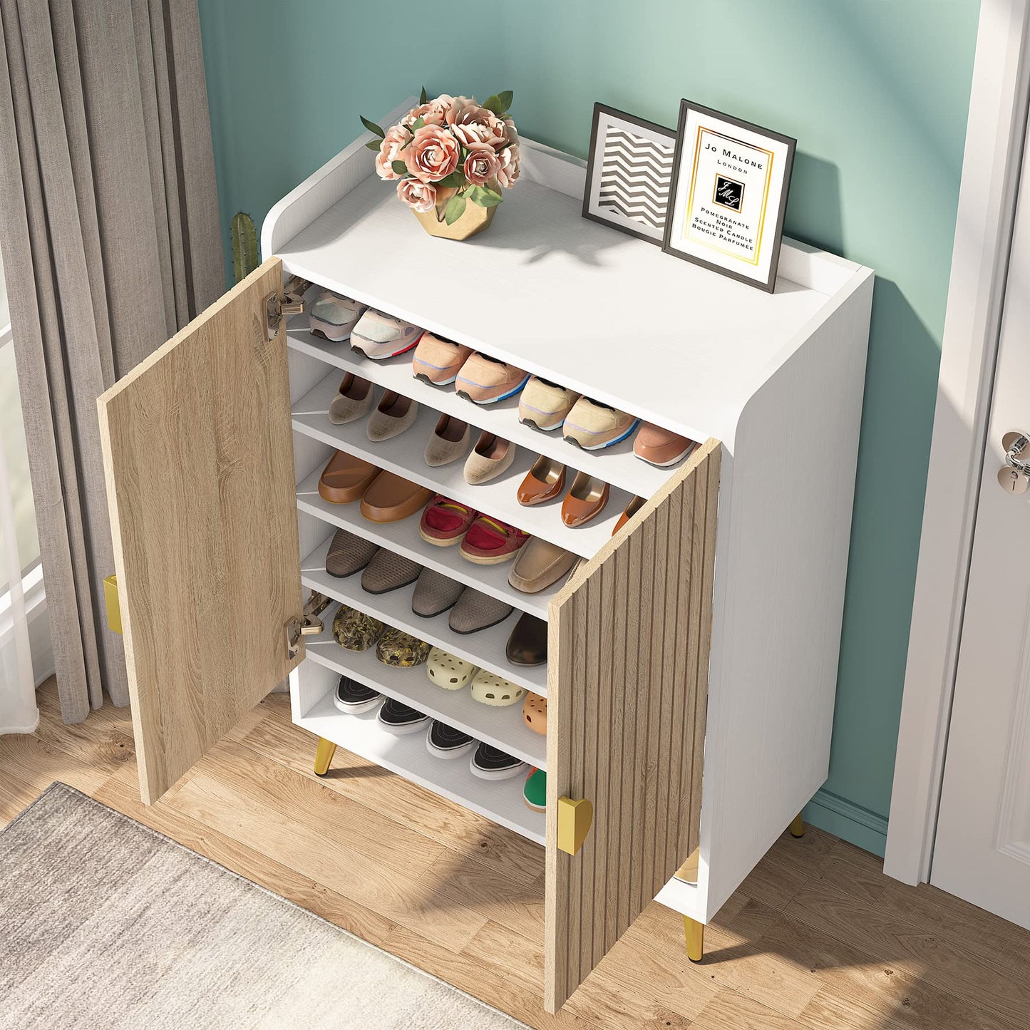 Tribesigns Shoe Cabinet with Doors, 6-Tier Shoe Storage for Entryway