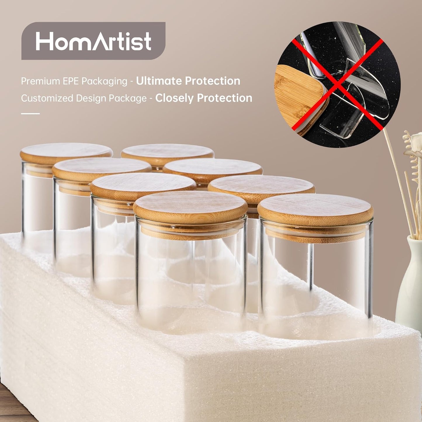 Extra Large Glass Flour and Sugar Storage Containers with Airtight Lid,132 floz x1 & 65 floz x1