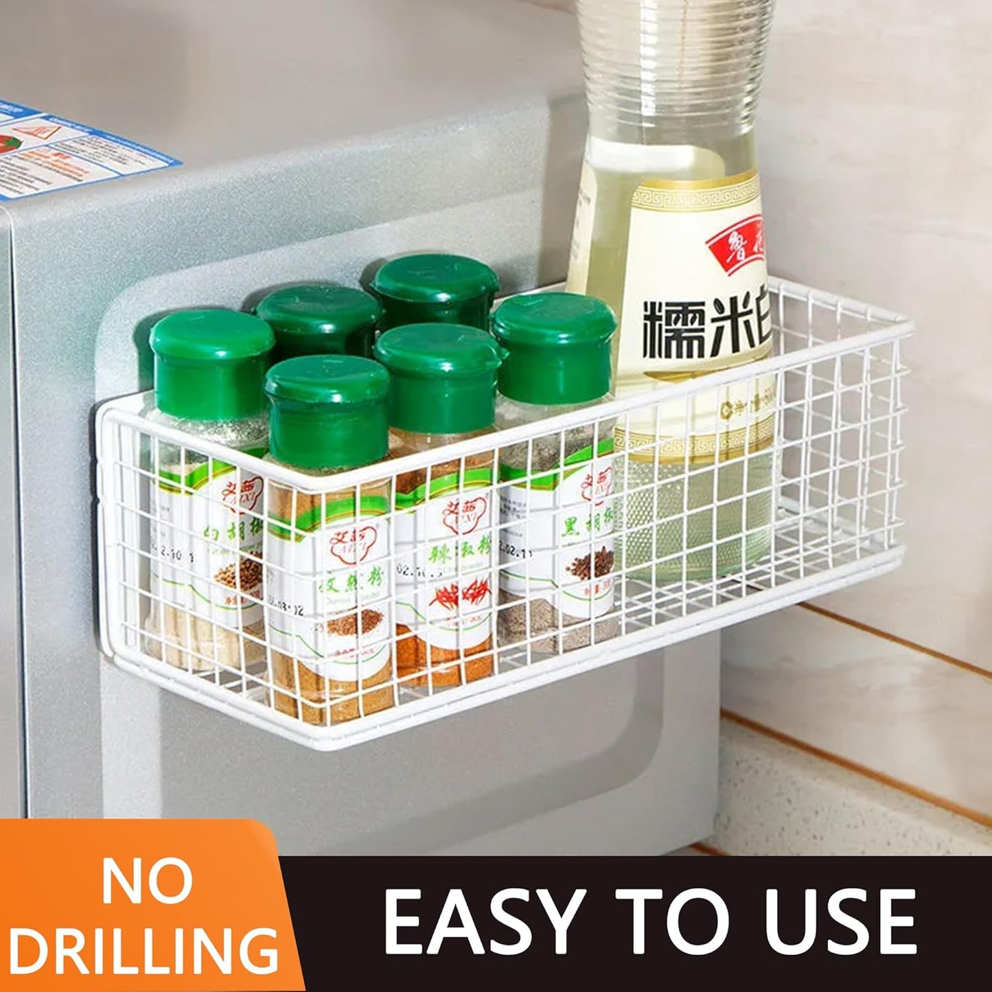 Magnetic Basket Magnetic Fridge Organizer Magnetic Pencil Holder Whiteboard Accessories Home Kitchen Organization (White-High)