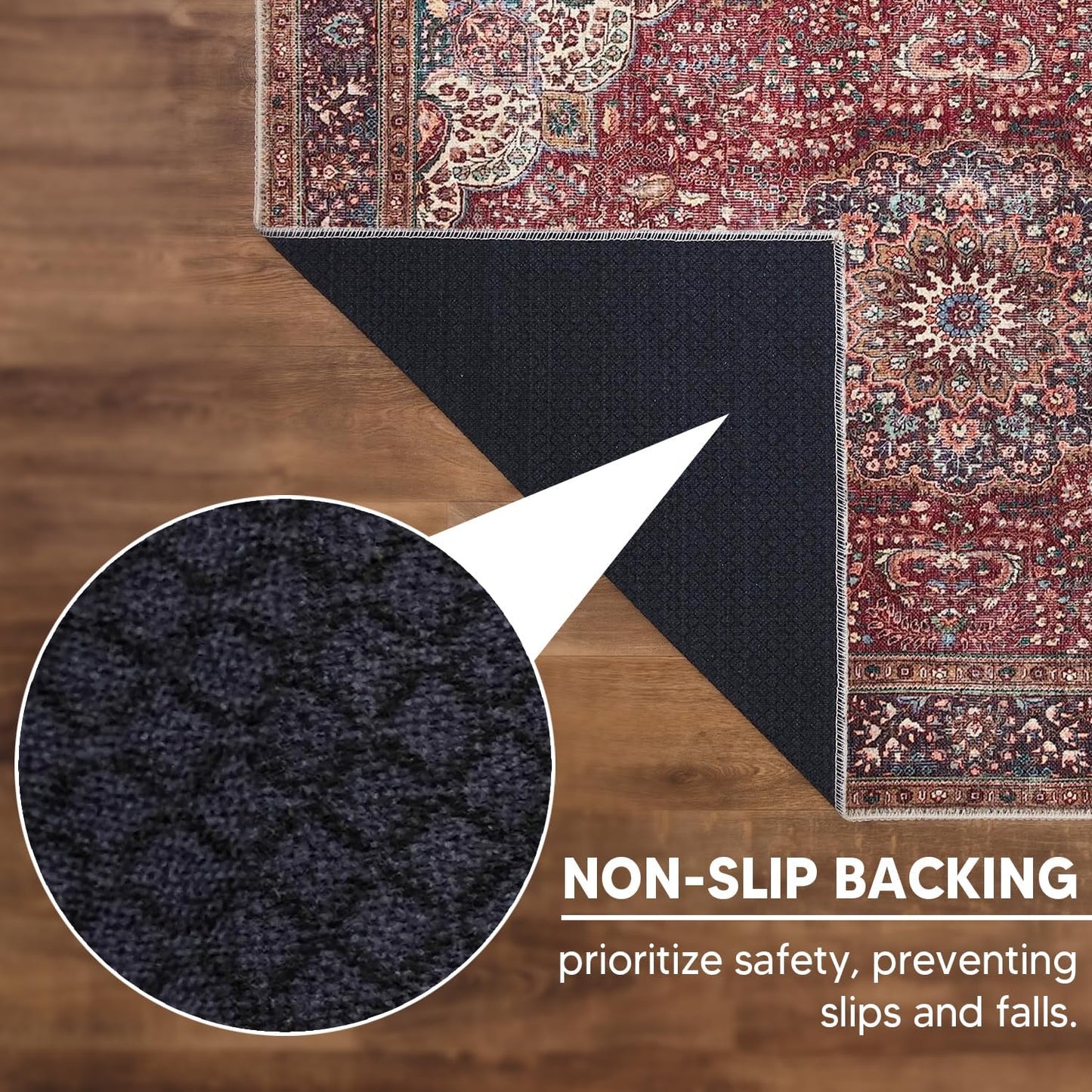 Keen Home Design 4x6 Rug - Machine Washable Area Rug with Non-Slip Backing, Ideal for Living Room, Dining Room, Bedroom - Vintage, Easy Clean, Durable, Low Pile Rug - (4' x 6')