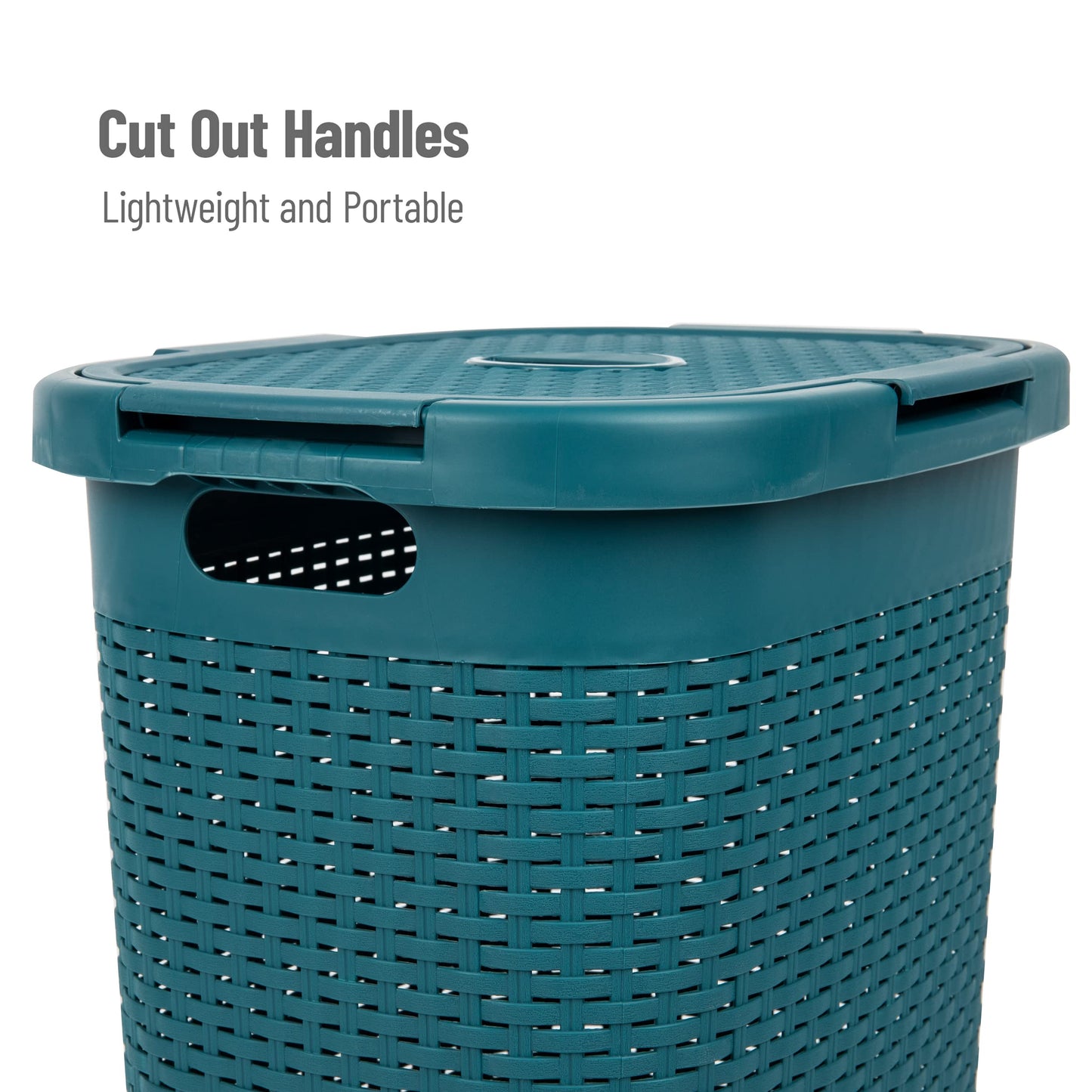 Mind Reader Slim Laundry Hamper with Lid, 60L Tall Clothes Basket, Narrow Tapered Design for