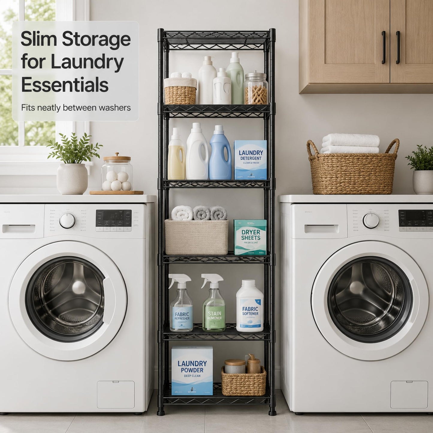 GRANNY SAYS 6-Tier Narrow Storage Shelves for Small Spaces, 15.8" W Metal Shelving Unit, Adjustable
