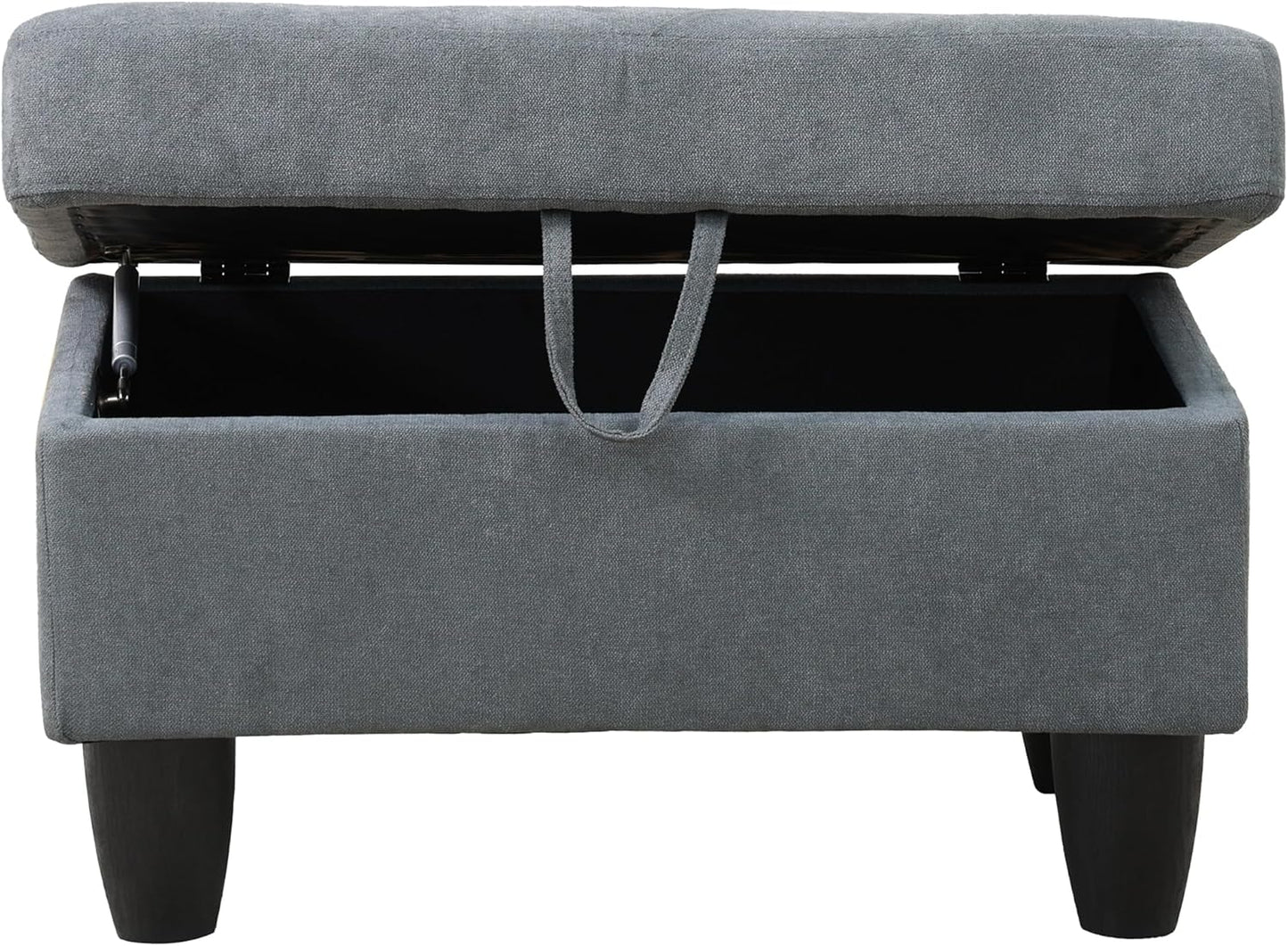 Ottoman Rectangular Storage Ottoman Bench, Flannel Footrest Stool Footstool with Lid for Living Room, Bedroom, Entryway, Dark Gray, 28.5"x19"x17.5"