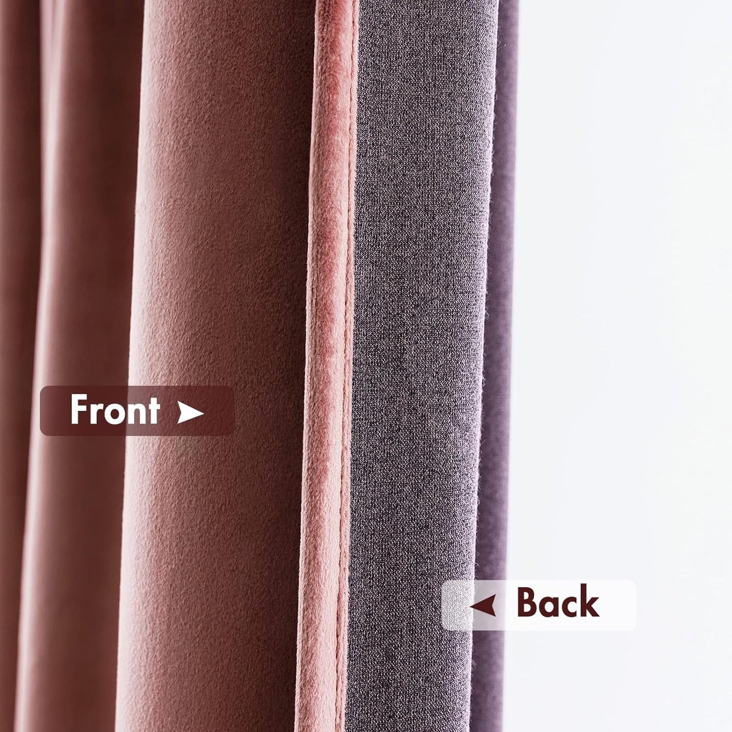 MIULEE Dusty Rose Pink Velvet Curtains Thermal Insulated Blackout Curtain Drapes for Bedroom Living Room Darkening 132 Inches Long Curtains Panels Rod Pocket Set of 2