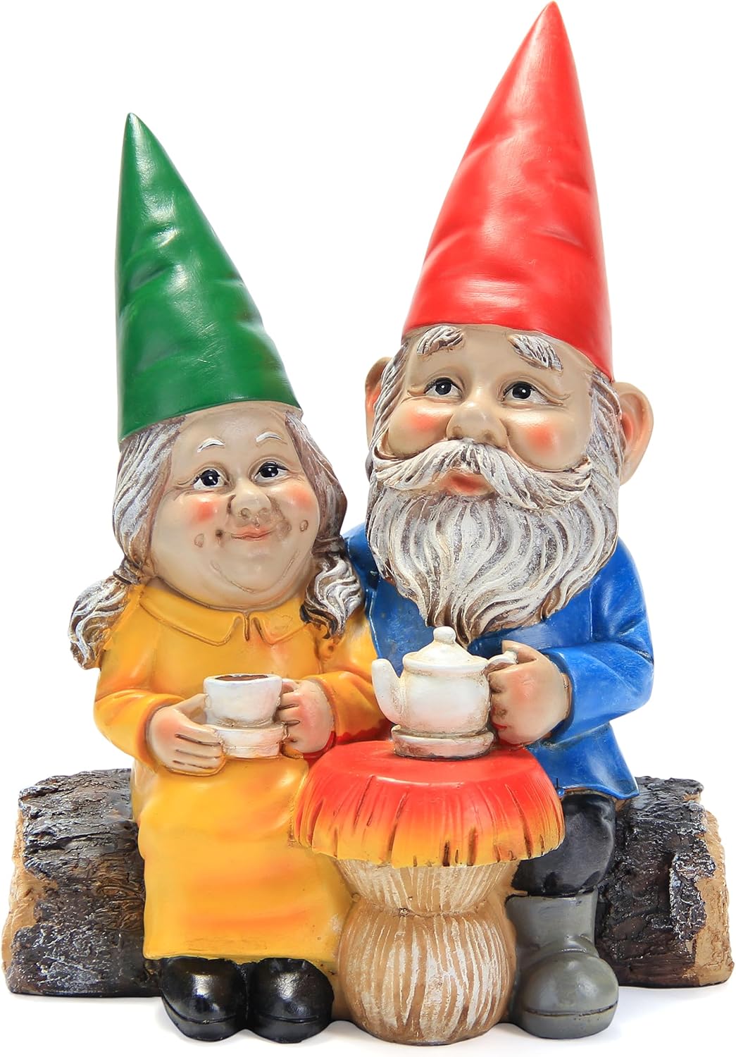 Garden Gnome Statue for Outdoor Decoration,Couple in Love Gnome Figurine for Patio Yard Lawn Outside Porch Decor,Garden Sculptures & Statues,Coffee Knome Romantic Forever Love