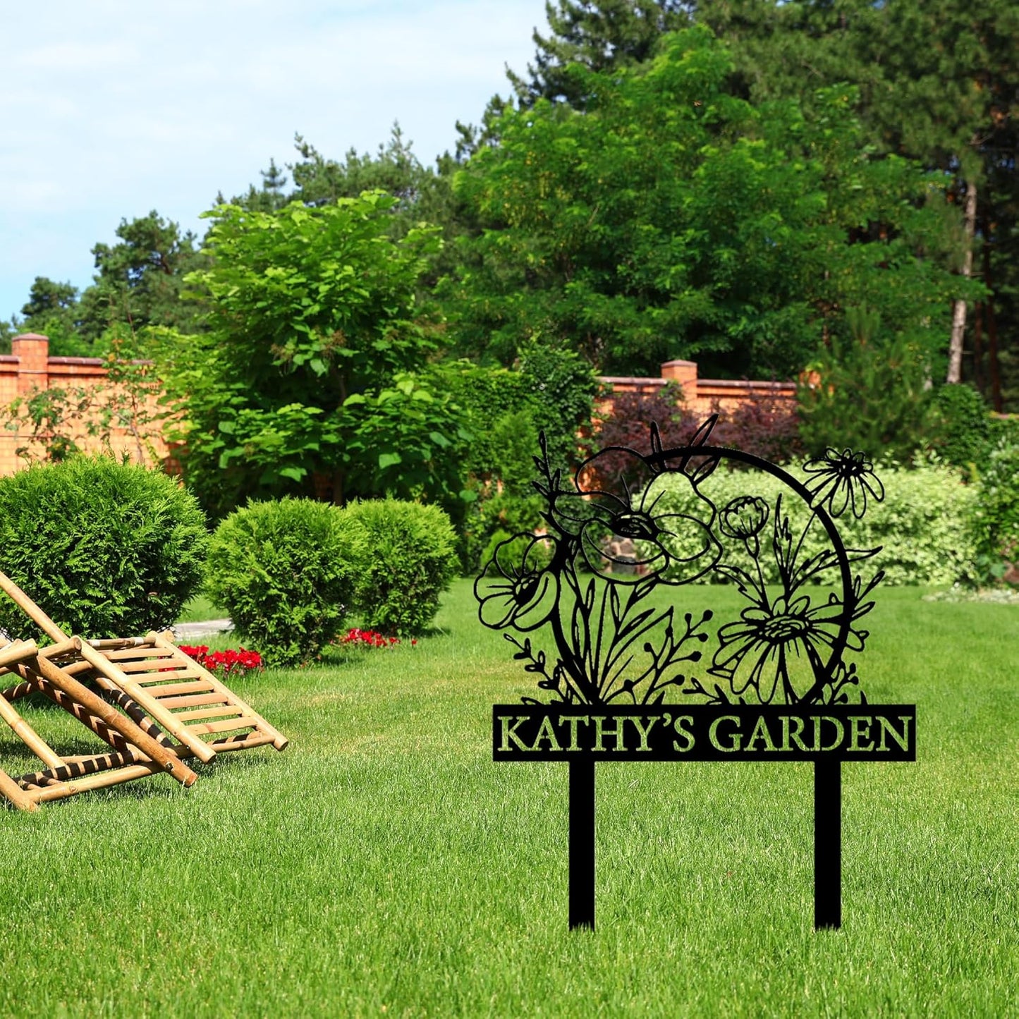 Personalized Metal Garden Sign with Stake, Custom Garden Decor for Outdoor, Custom Family Name Sign, Patio Decorations, Lawn Art, Farmhouse Decorative, Housewarming Gift (CstmDesign12)