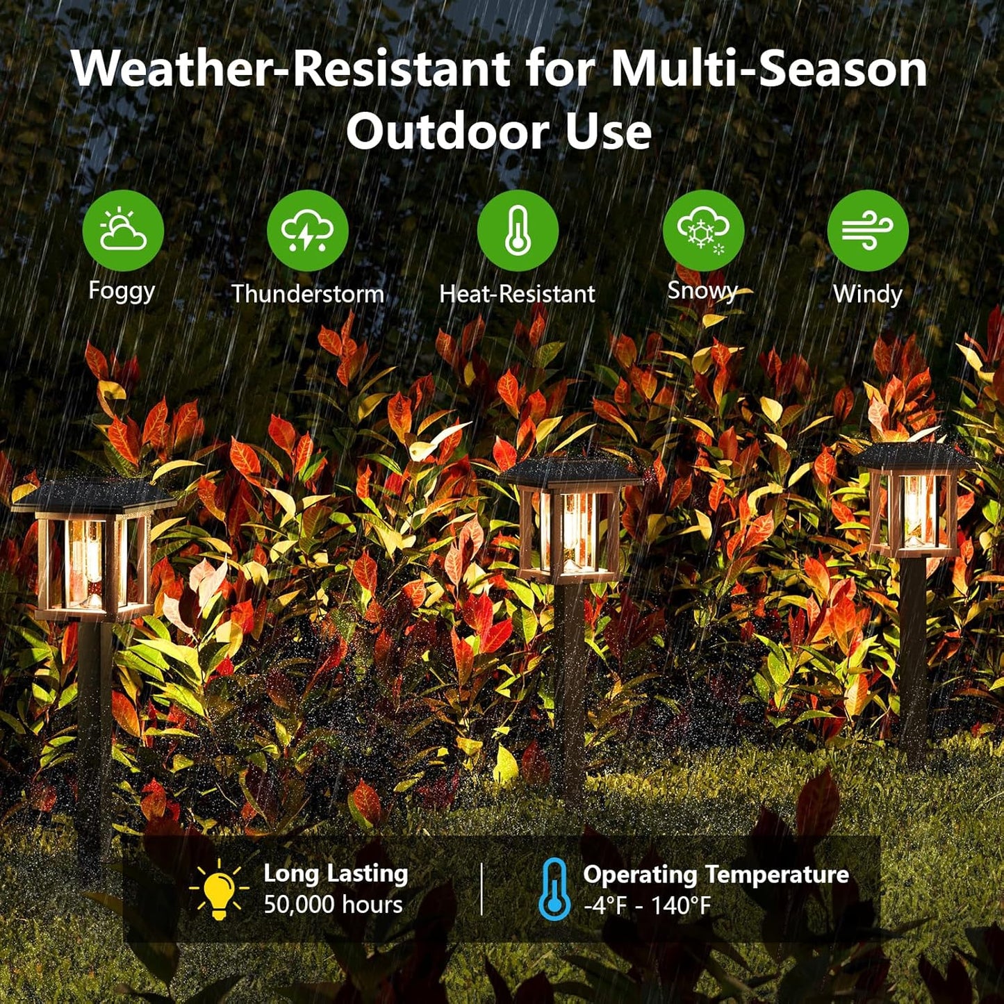 XMCOSY+ Solar Lights Outdoor Waterproof IP65, 25 LM Garden Light for Yard Pathway, Dual-Tone LED Lights with Seed Glass Metal, Solar Powered Landscape Walkway Pathway Decor Lighting (Warm White)