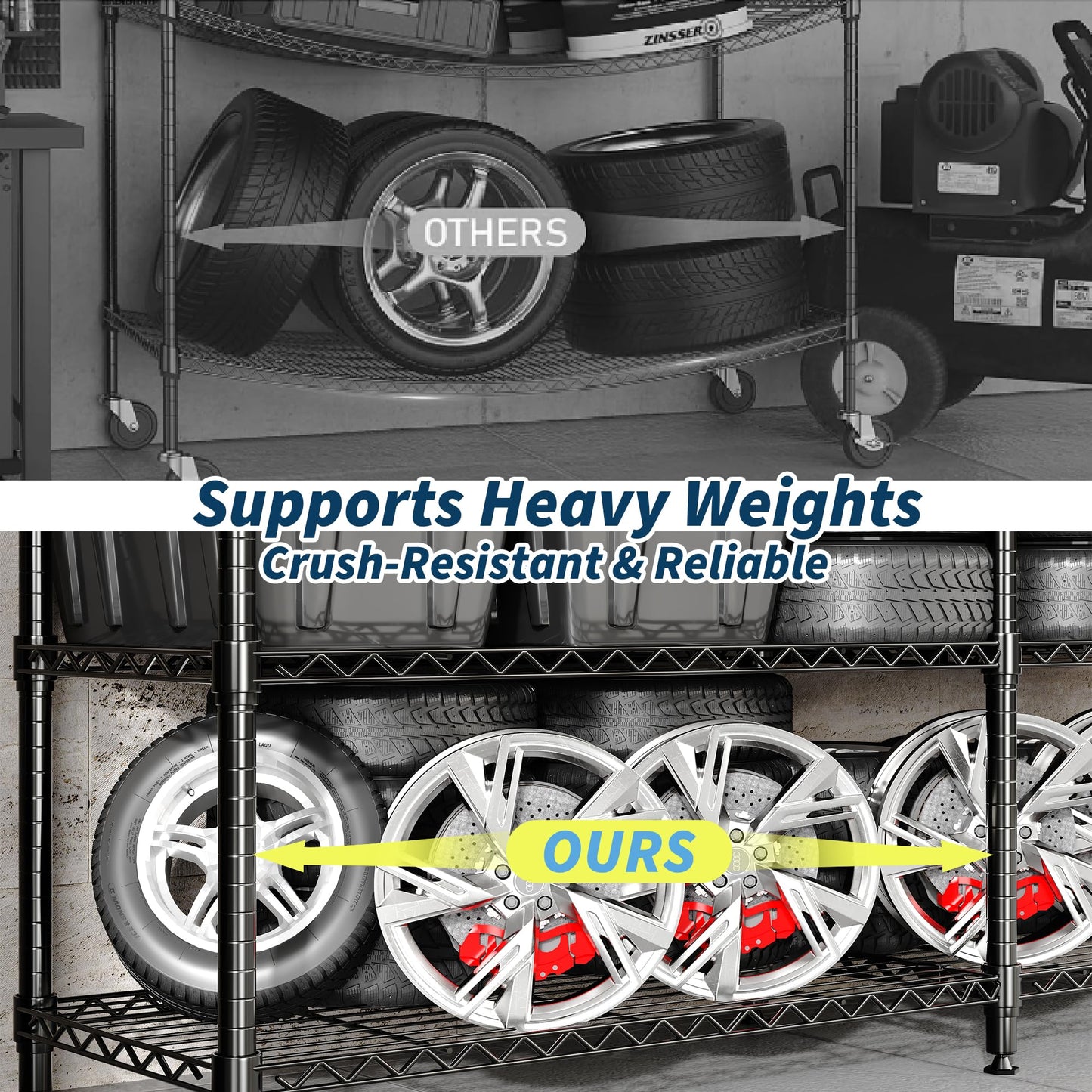 GAOMON 59" W Storage Shelves 4-Tier Metal Shelving Unit, 1060 LBS Loading Capacity, Heavy Duty Wire