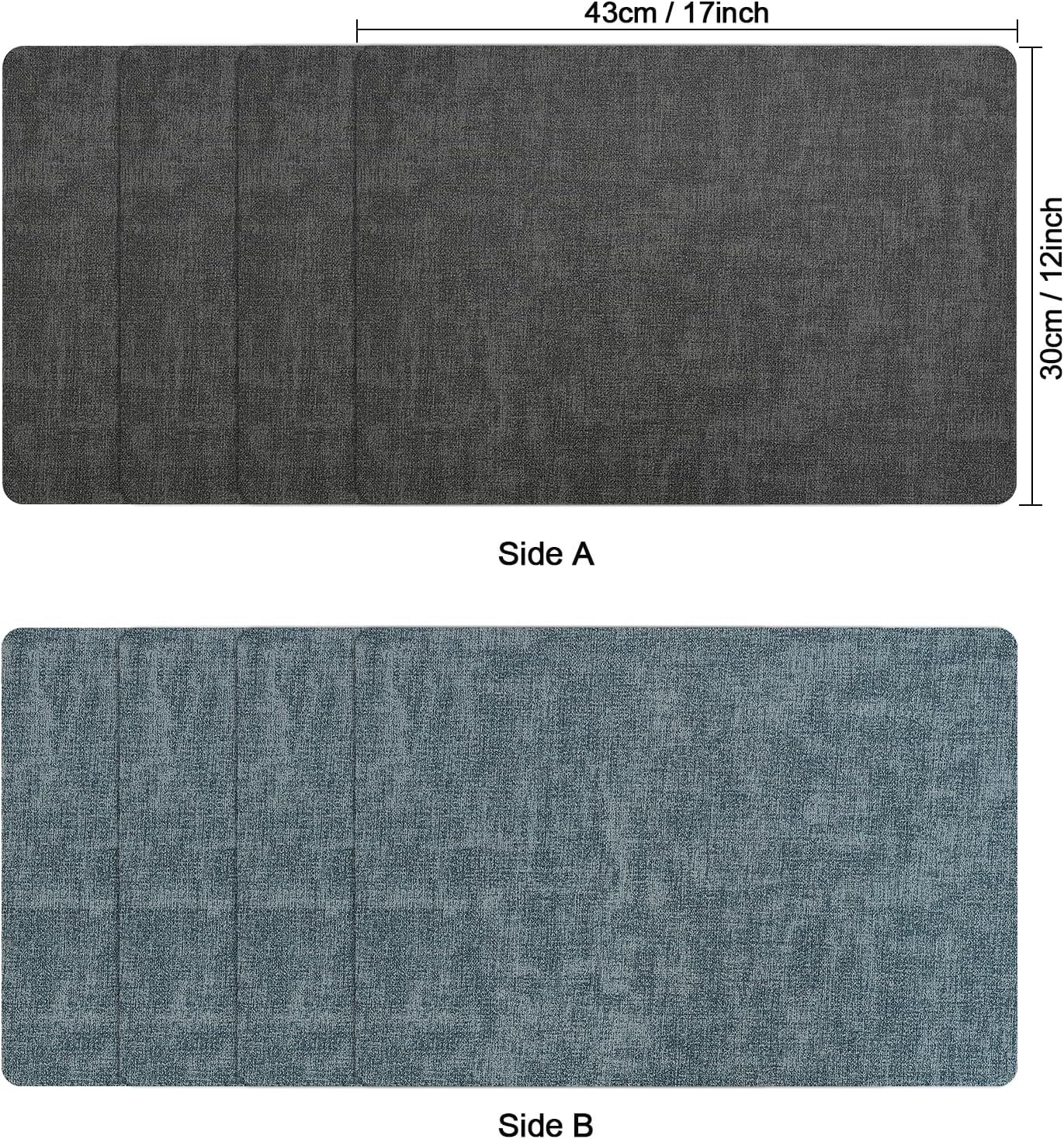 Myir JUN Dual Sided Placemats, Faux Leather Set of 8 for Dining Table, Non-Slip Washable Heat Resistant Indoor Outdoor Table Mats (Gray Light Blue)