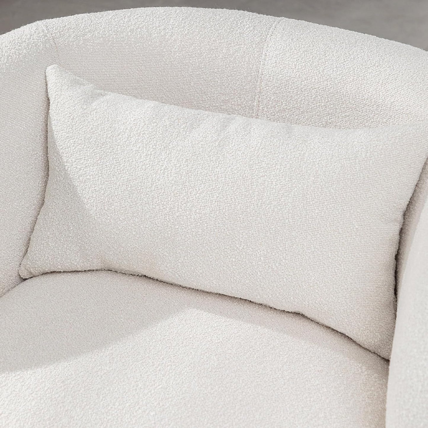 KINWELL 34" Wide Boucle Swivel Barrel Chairs Set of 2, No Assembly Round Upholstered Armchairs Accent Chairs Single Sofa Chair with Toss Pillow for Living Room and Bedroom, Beige