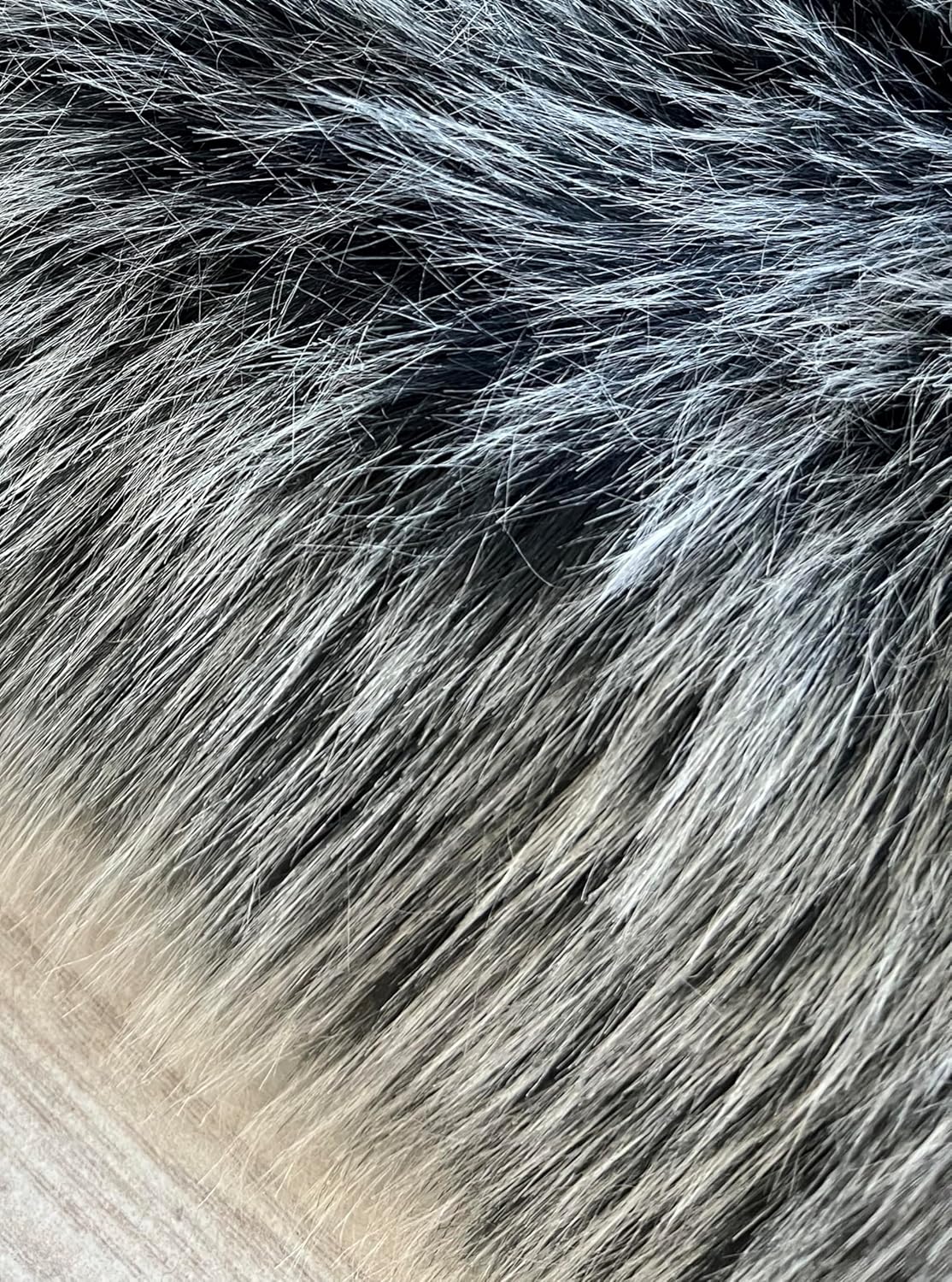 LAMBZY Faux Sheepskin Super Soft Hypoallergenic Free Shape Silky Shag Rug, Luxury Shaggy Silky Plush Carpet for Bedrooms Living Kids Room Sofa Rugs (Black with White Tips, Decto 10 Pelts 6'x10')